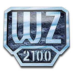 Logo Warzone 2100, game RTS hậu tận thế với đồ họa 3D và tùy biến đơn vị.