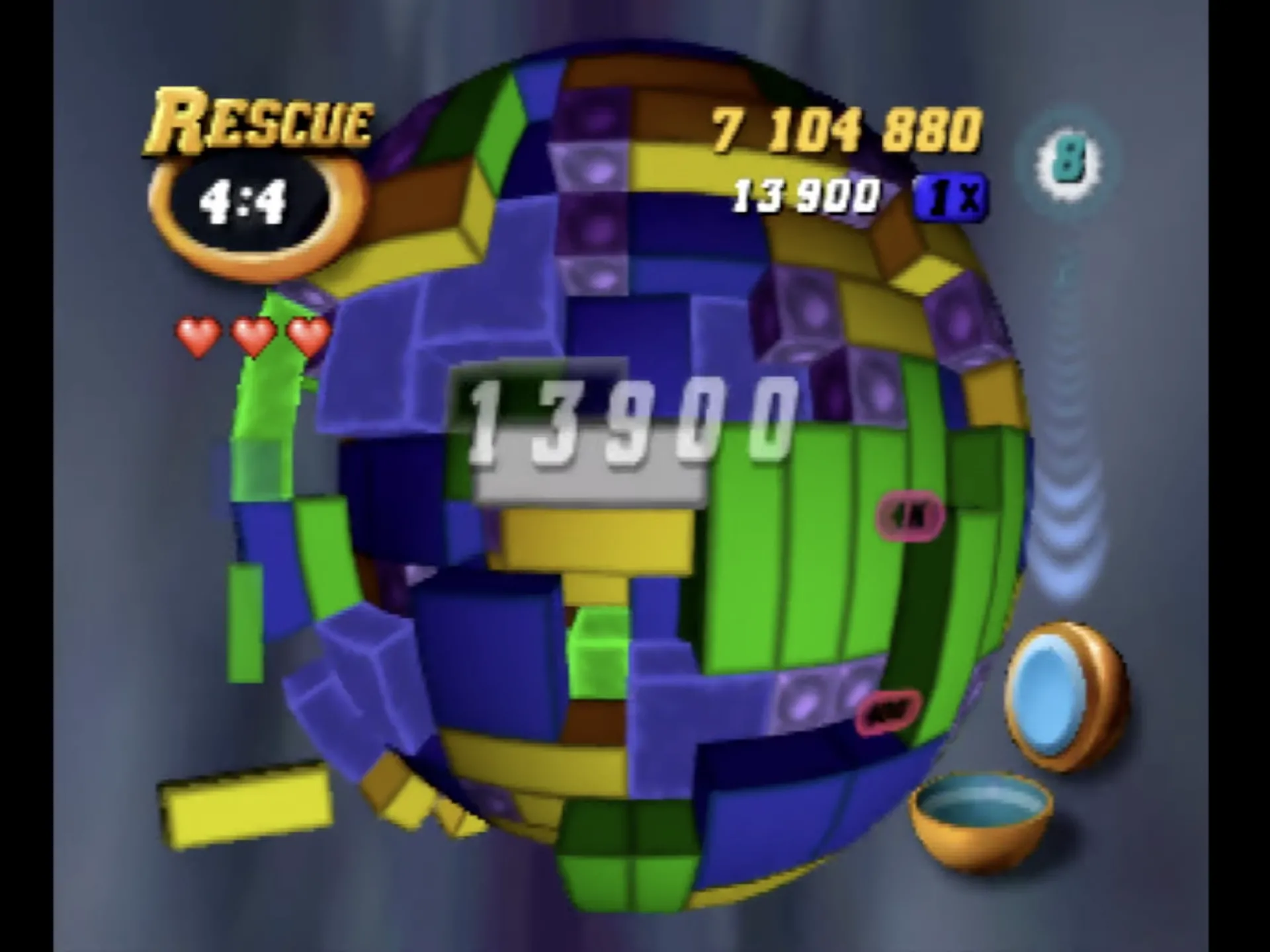 Lối chơi Tetrisphere trên Nintendo 64