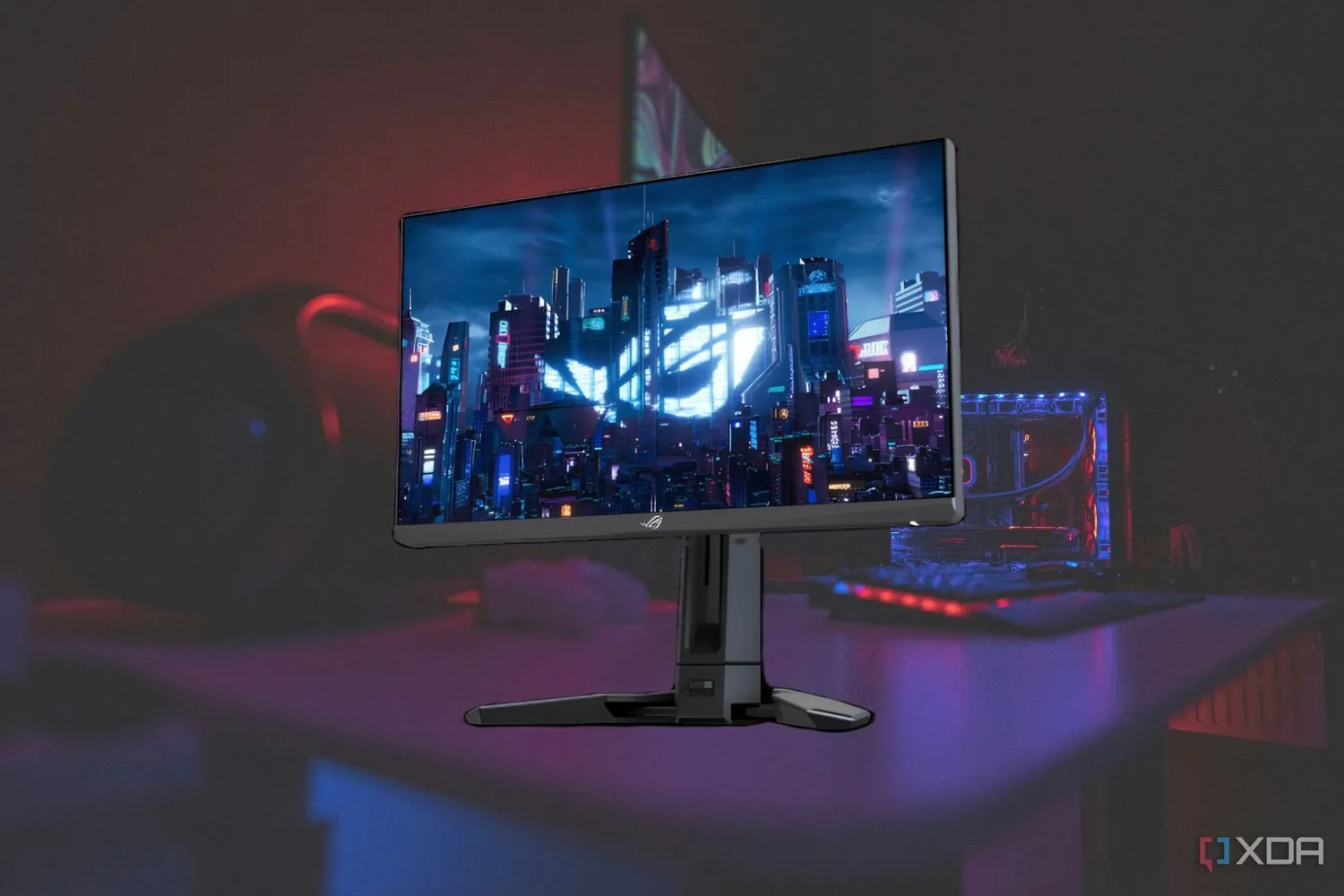 Màn hình ASUS ROG Swift Pro PG348QP nổi bật trên nền mờ, minh họa cho hiệu suất thời gian phản hồi nhanh