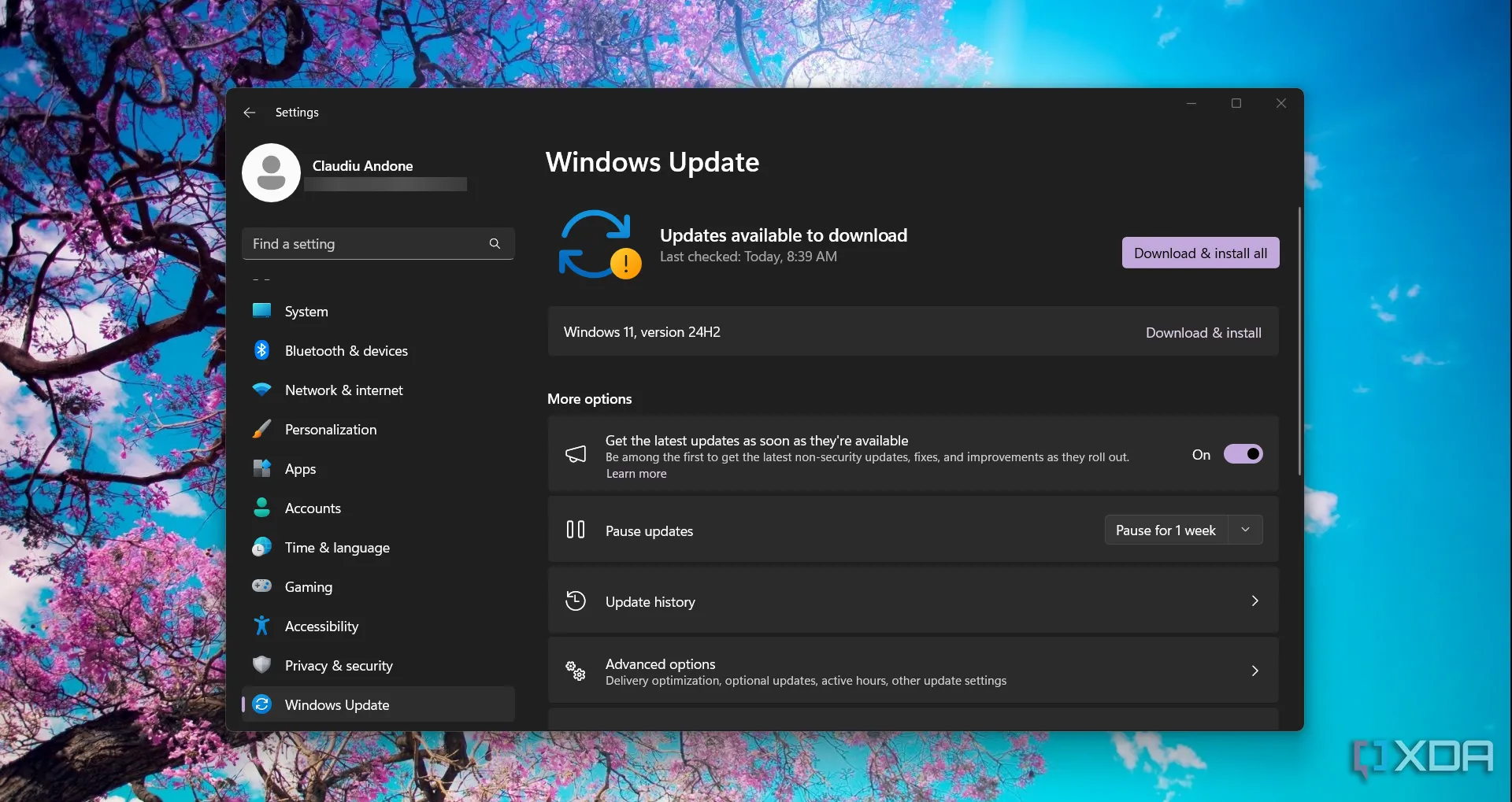 Màn hình cài đặt Windows Update trên Windows 11, khuyến khích cập nhật hệ điều hành thường xuyên