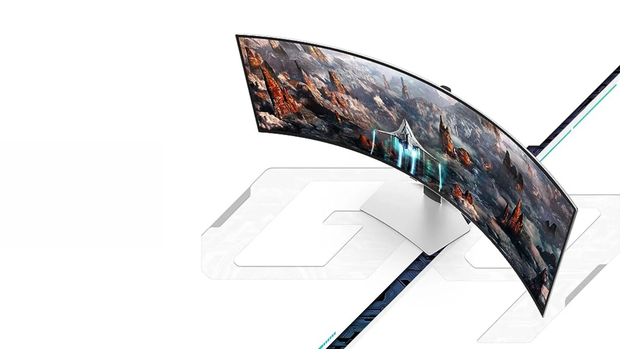 Màn hình chơi game Samsung Odyssey OLED G9 49 inch đặt trên bàn làm việc
