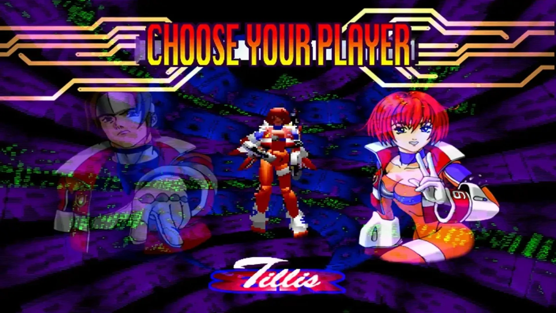 Màn hình chọn nhân vật đầy màu sắc trong Burning Rangers, game hành động độc đáo trên Sega Saturn