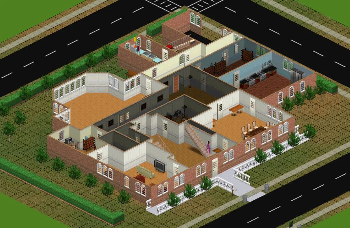 Màn hình gameplay The Sims 1 với Sim đang nấu ăn