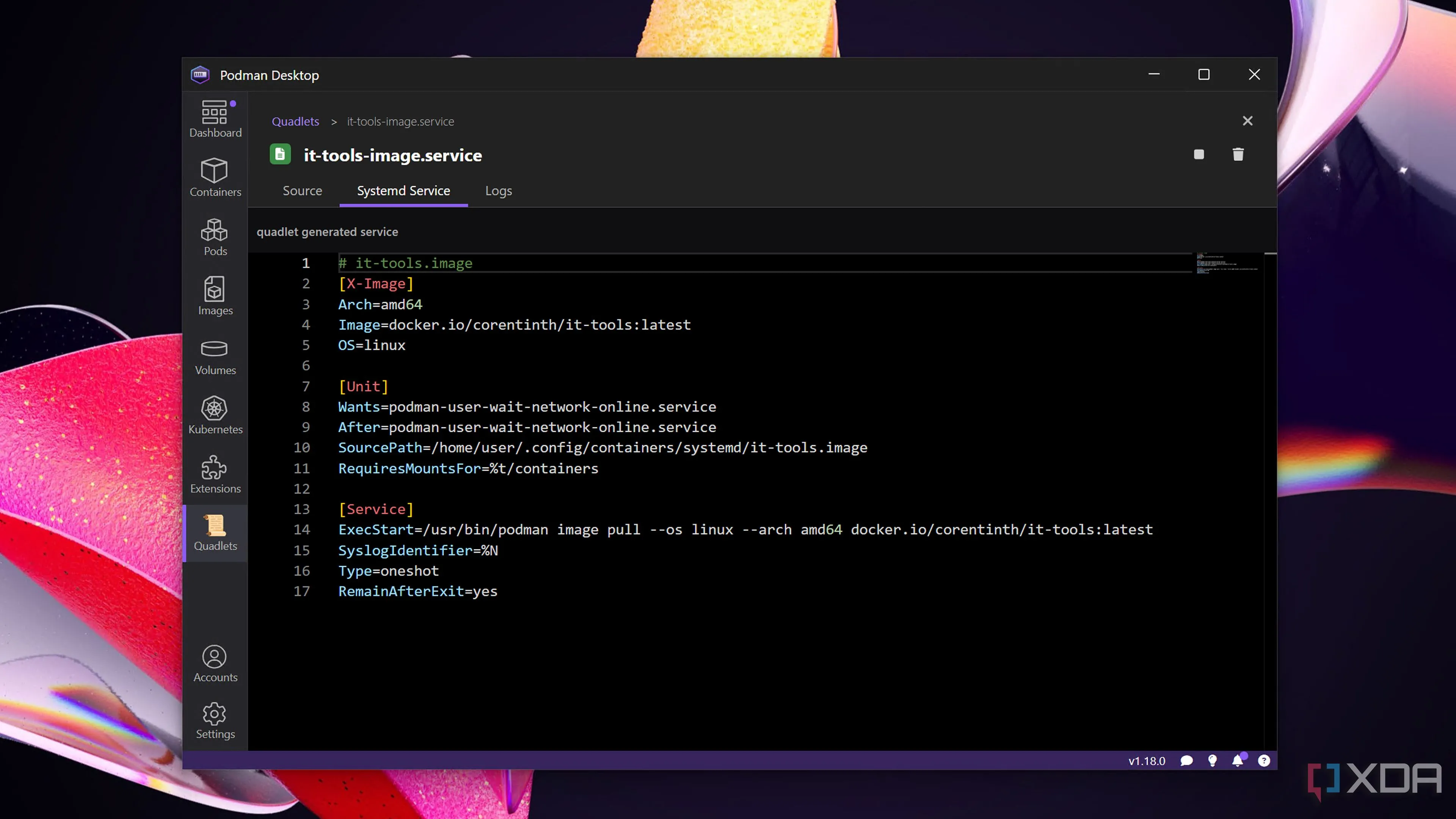 Màn hình hiển thị quá trình triển khai IT-Tools như một container systemd sử dụng Quadlet, minh họa tích hợp Podman và systemd