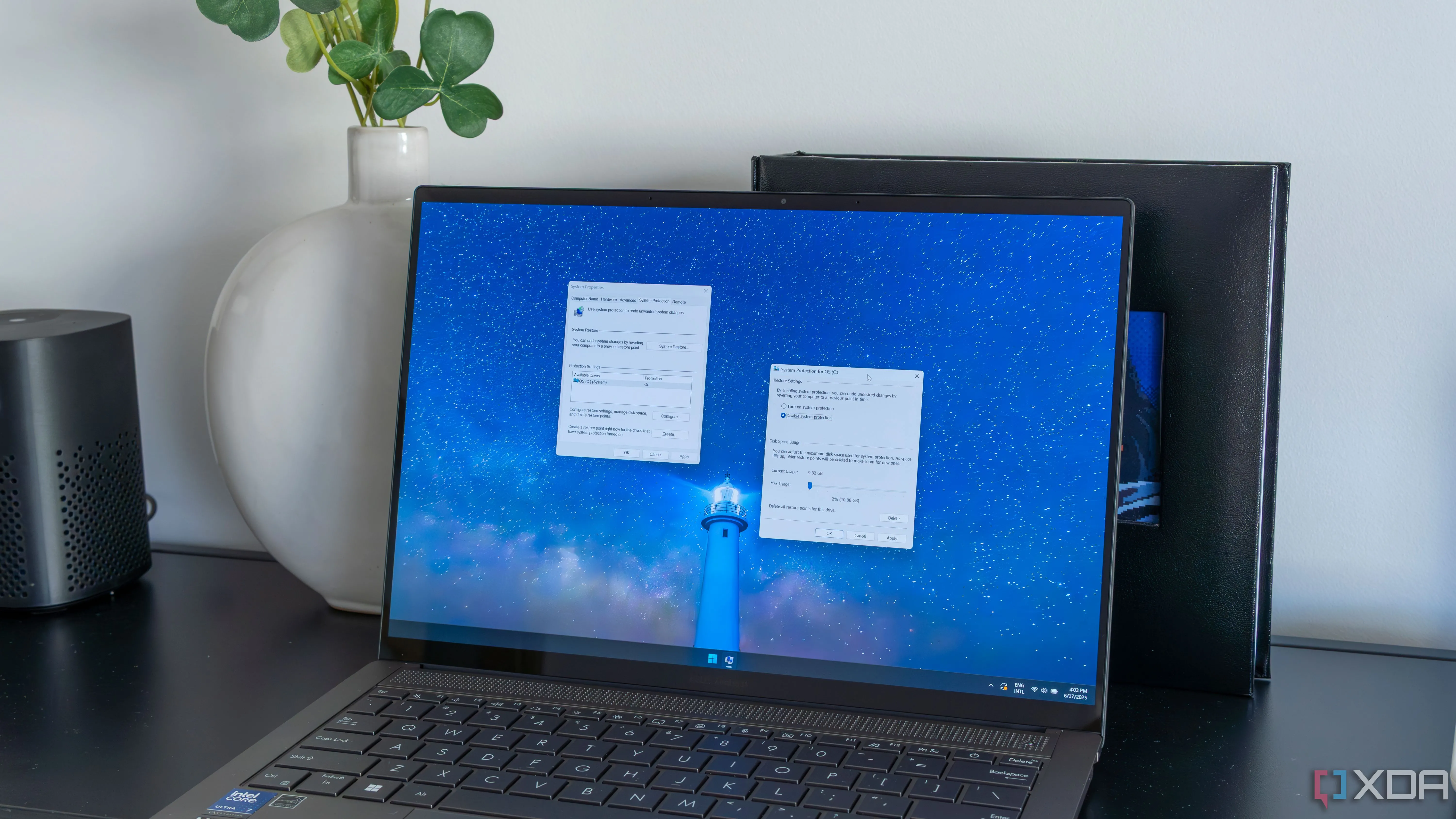 Màn hình máy tính xách tay Windows 11 hiển thị cài đặt khôi phục hệ thống, một phần của quá trình thử nghiệm Windows 11 25H2 trên kênh Dev.