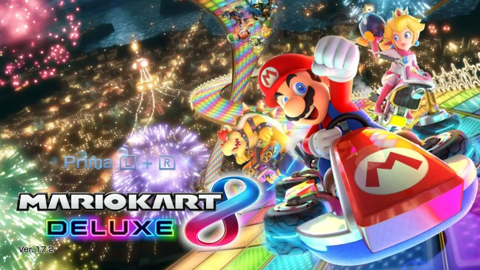 Màn hình tiêu đề Mario Kart 8 Deluxe, một trong những tựa game tốc độ được cải thiện đáng kể trên Nintendo Switch 2 nhờ thời gian tải nhanh hơn