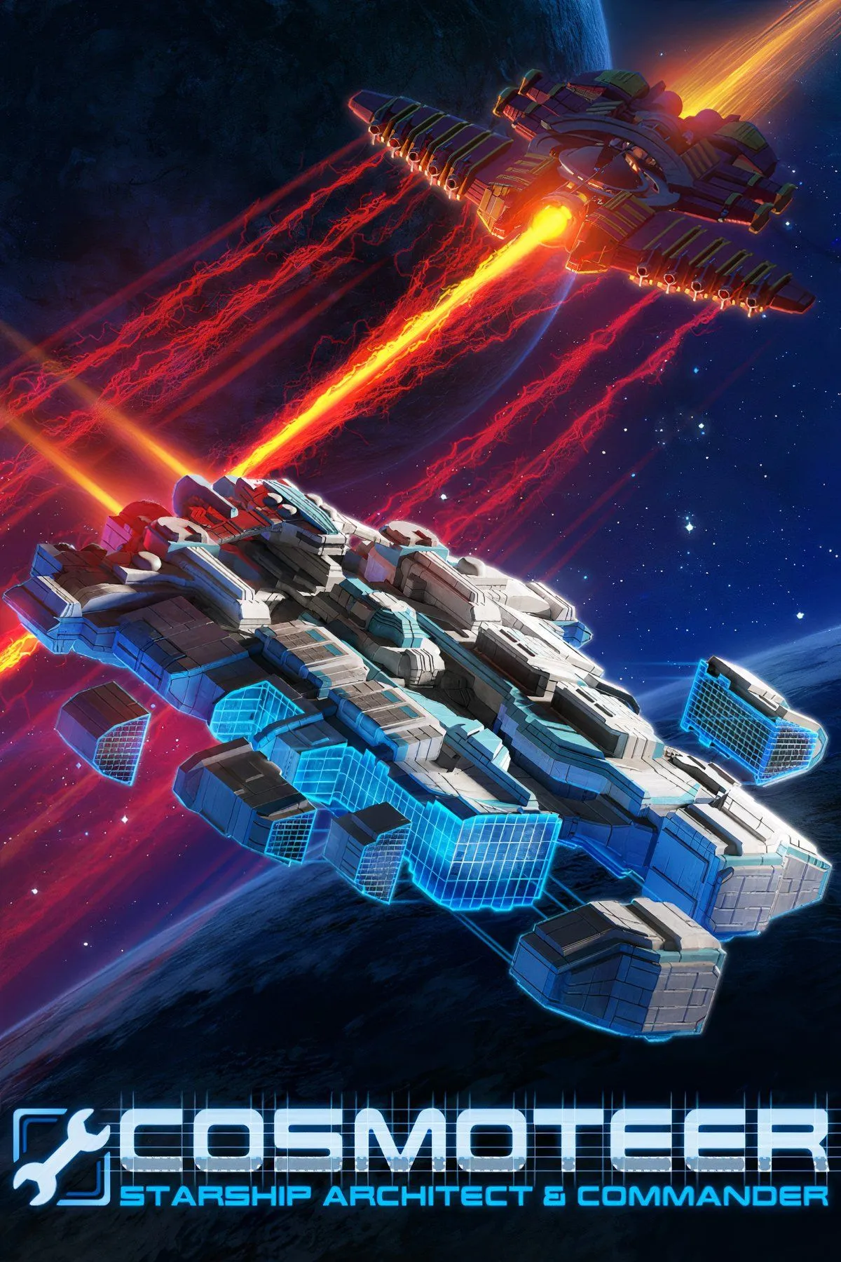 Màn hình xây dựng tàu chiến chi tiết trong game Cosmoteer: Starship Architect &amp; Commander