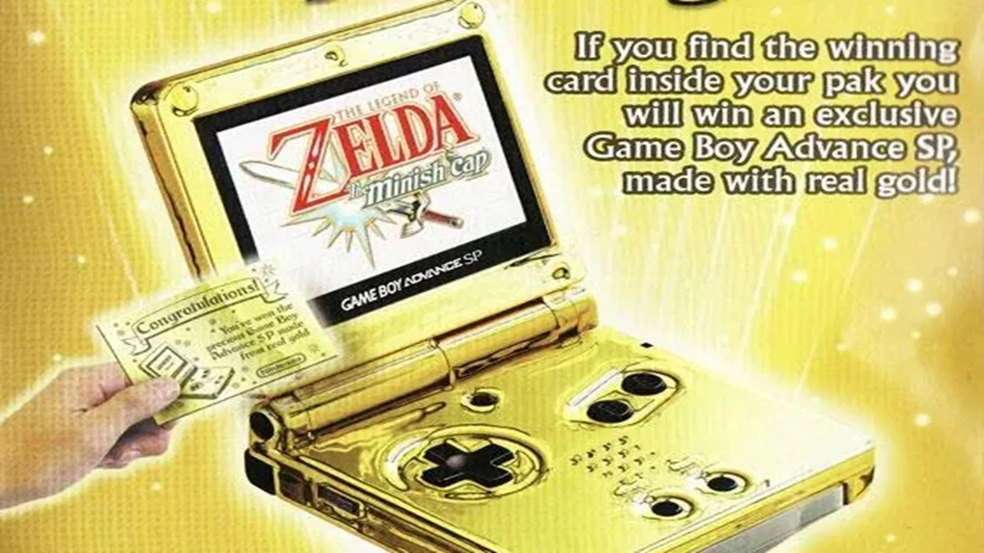 Máy chơi game Game Boy Advance SP bằng vàng 24K trong một quảng cáo cuộc thi