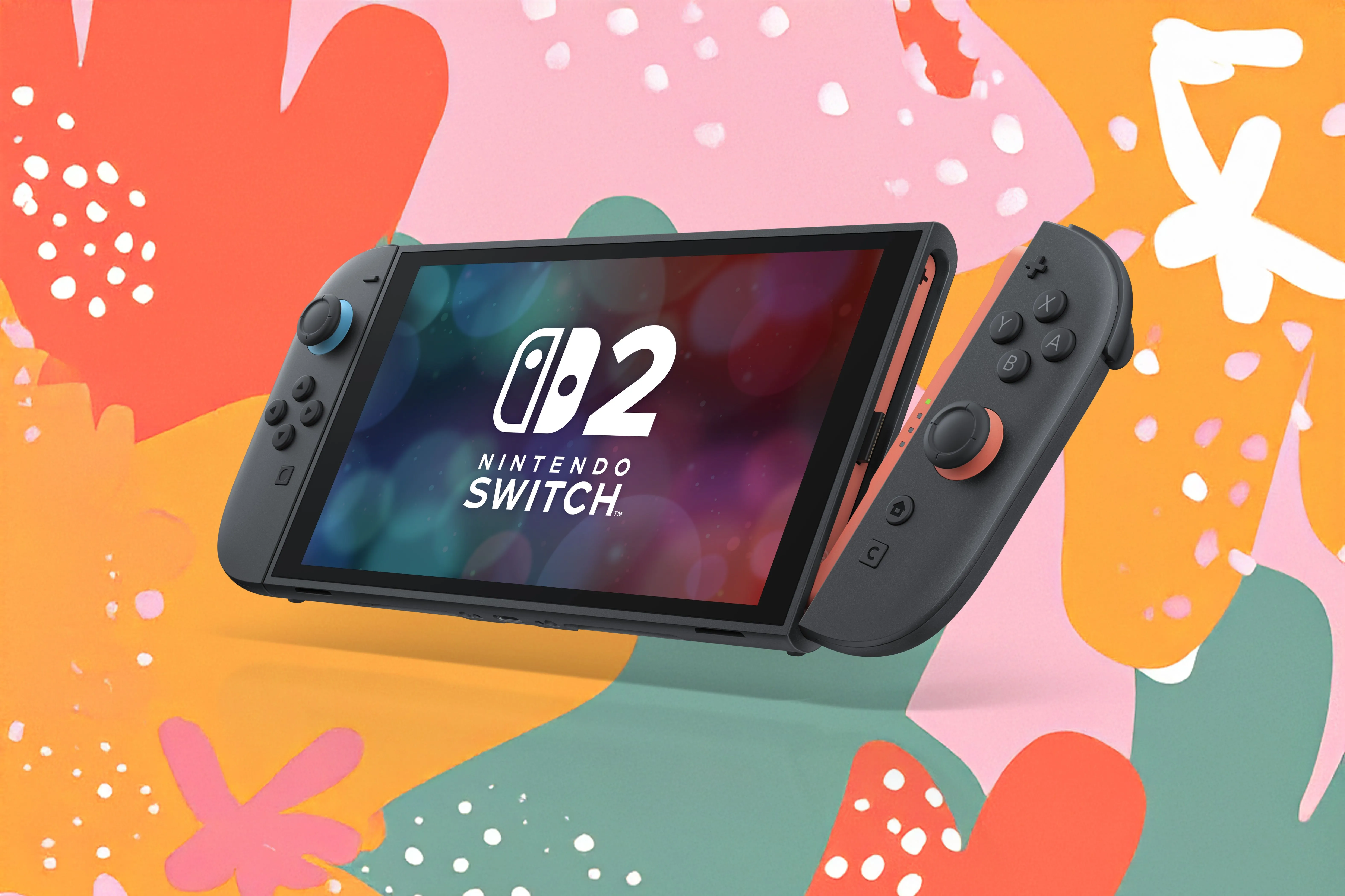 Máy chơi game Nintendo Switch 2 với tay cầm Joy-Con 2 đang được tháo rời, thể hiện khả năng tùy biến độc đáo.