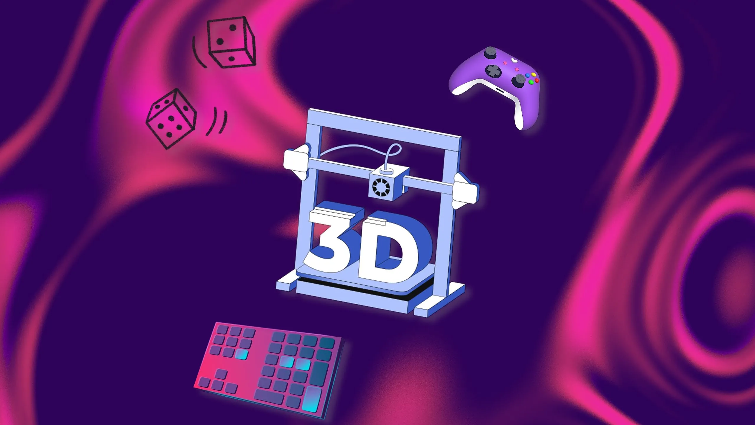 Máy in 3D đang hoạt động tạo ra các vật dụng nhỏ, minh họa ứng dụng của công nghệ in 3D trong đời sống và chế tạo đồ chơi cho thú cưng