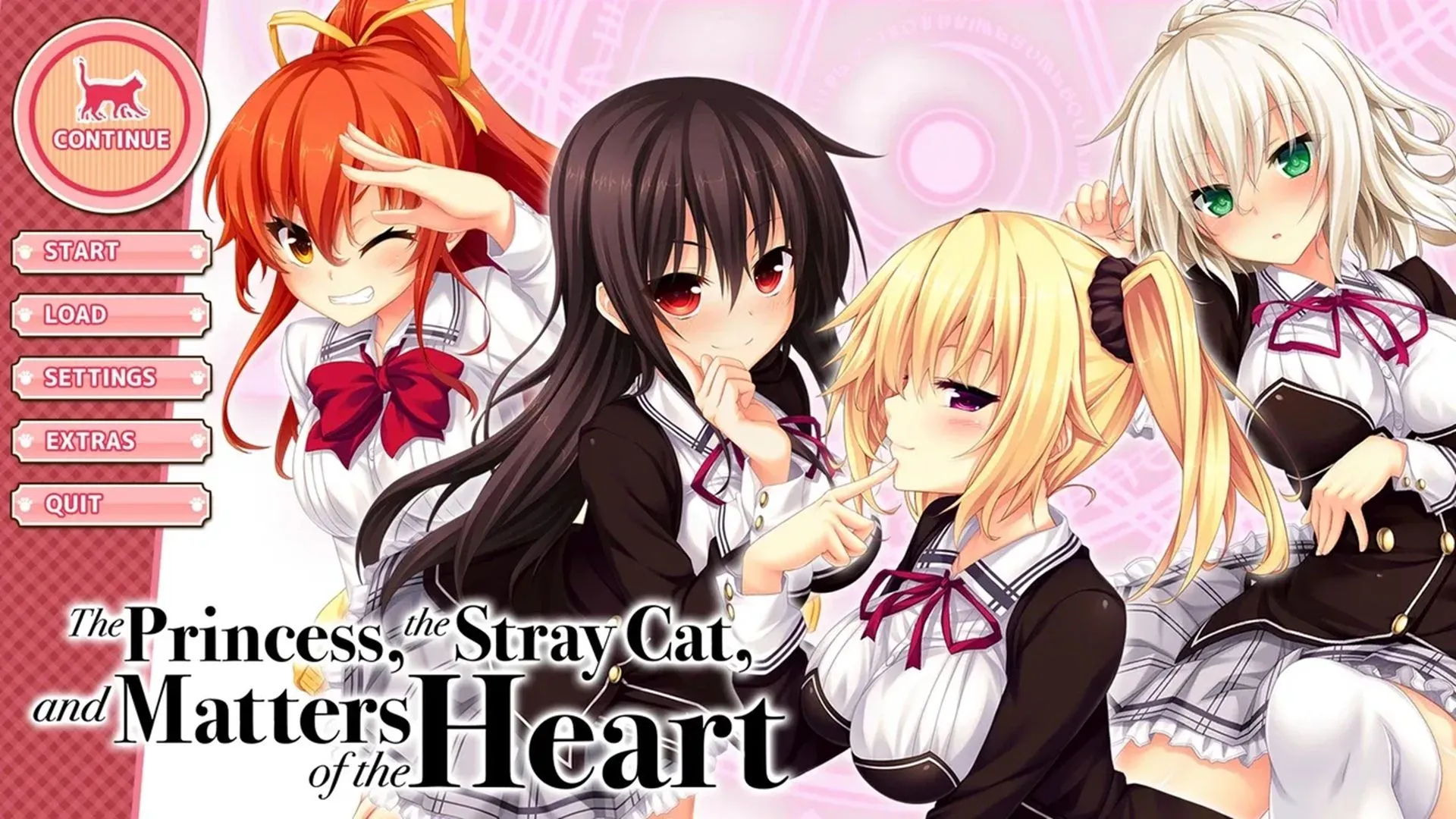 Menu chính của Nora Princess And Stray Cat Heart, visual novel hiếm và đắt giá