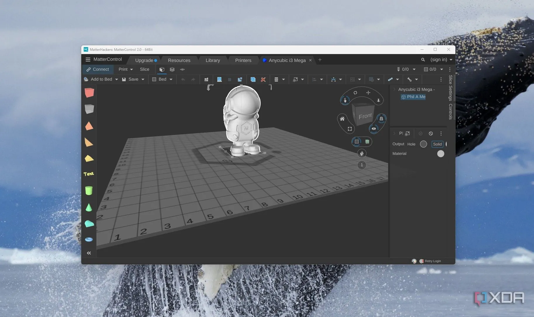 Mô hình 3D được mở trong giao diện MatterControl để chỉnh sửa