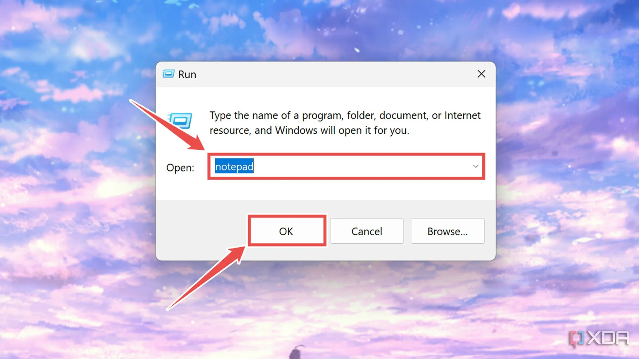 Mở ứng dụng Notepad trên Windows