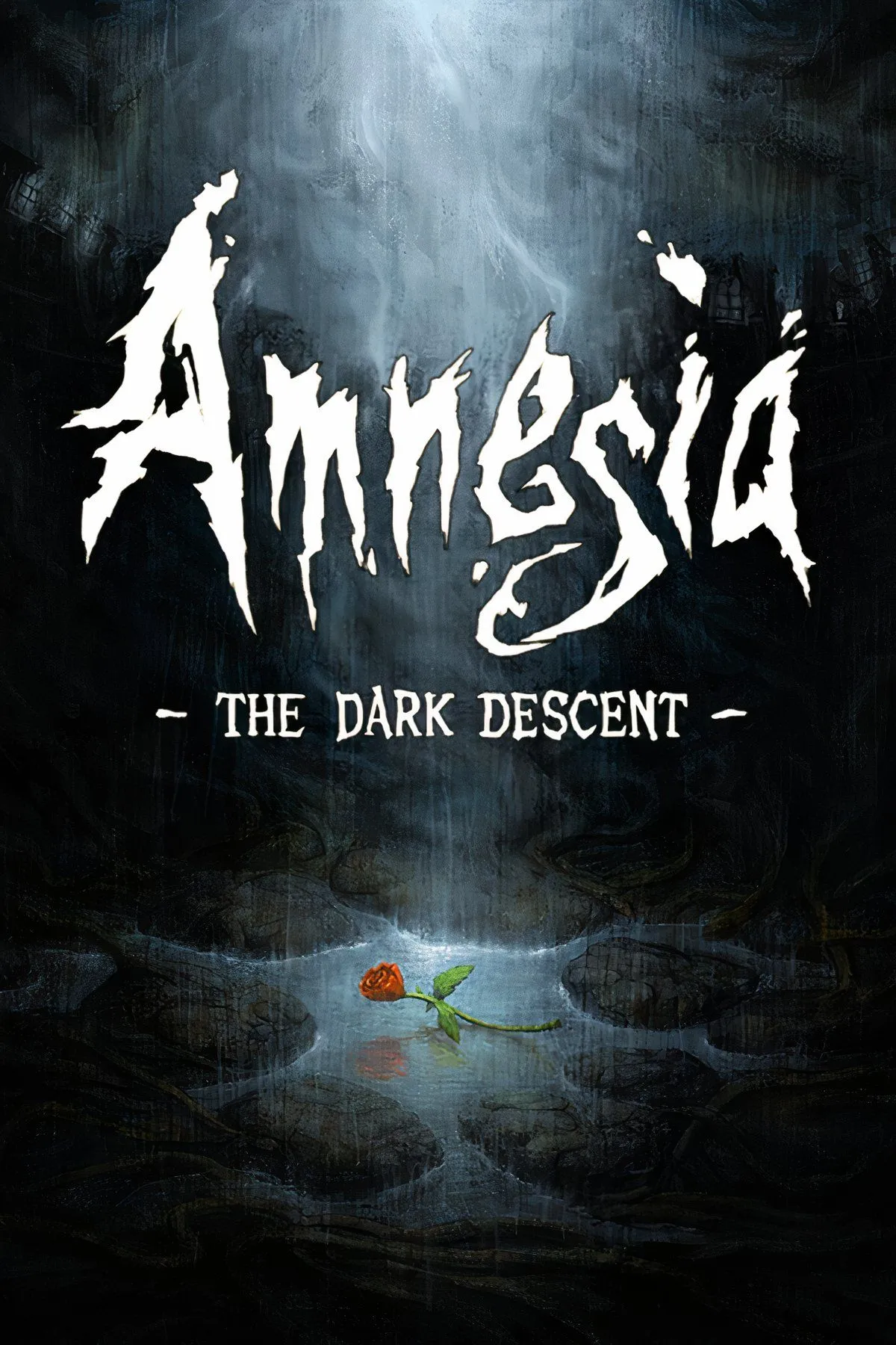 Một cảnh game Amnesia: The Dark Descent với nhân vật chính Daniel trong lâu đài tối tăm
