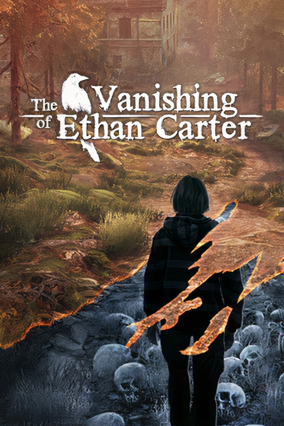 Một cảnh quan u ám và bí ẩn trong The Vanishing of Ethan Carter, thể hiện sự kết hợp giữa thiên nhiên và các dấu hiệu kỳ lạ.