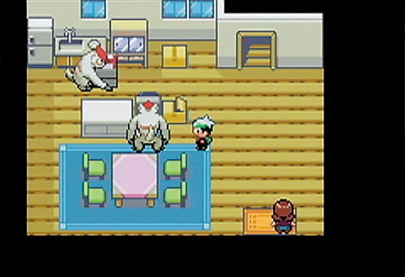 Một cảnh trong game Pokémon Emerald, nền tảng của bản ROM hack Pokémon R.O.W.E