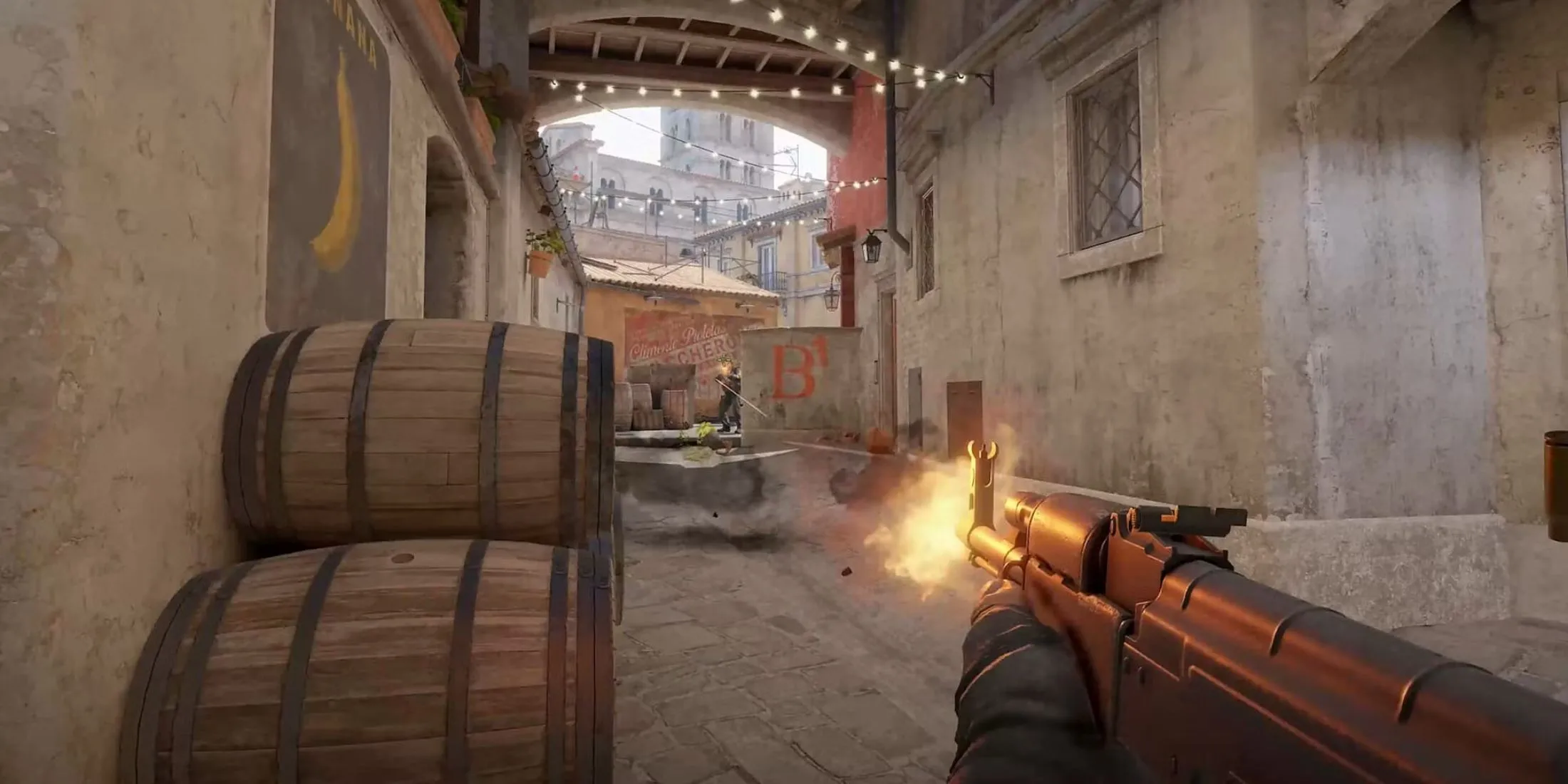 Một khẩu súng AK-47 trong Counter-Strike 2, minh họa vũ khí biểu tượng của game bắn súng này.