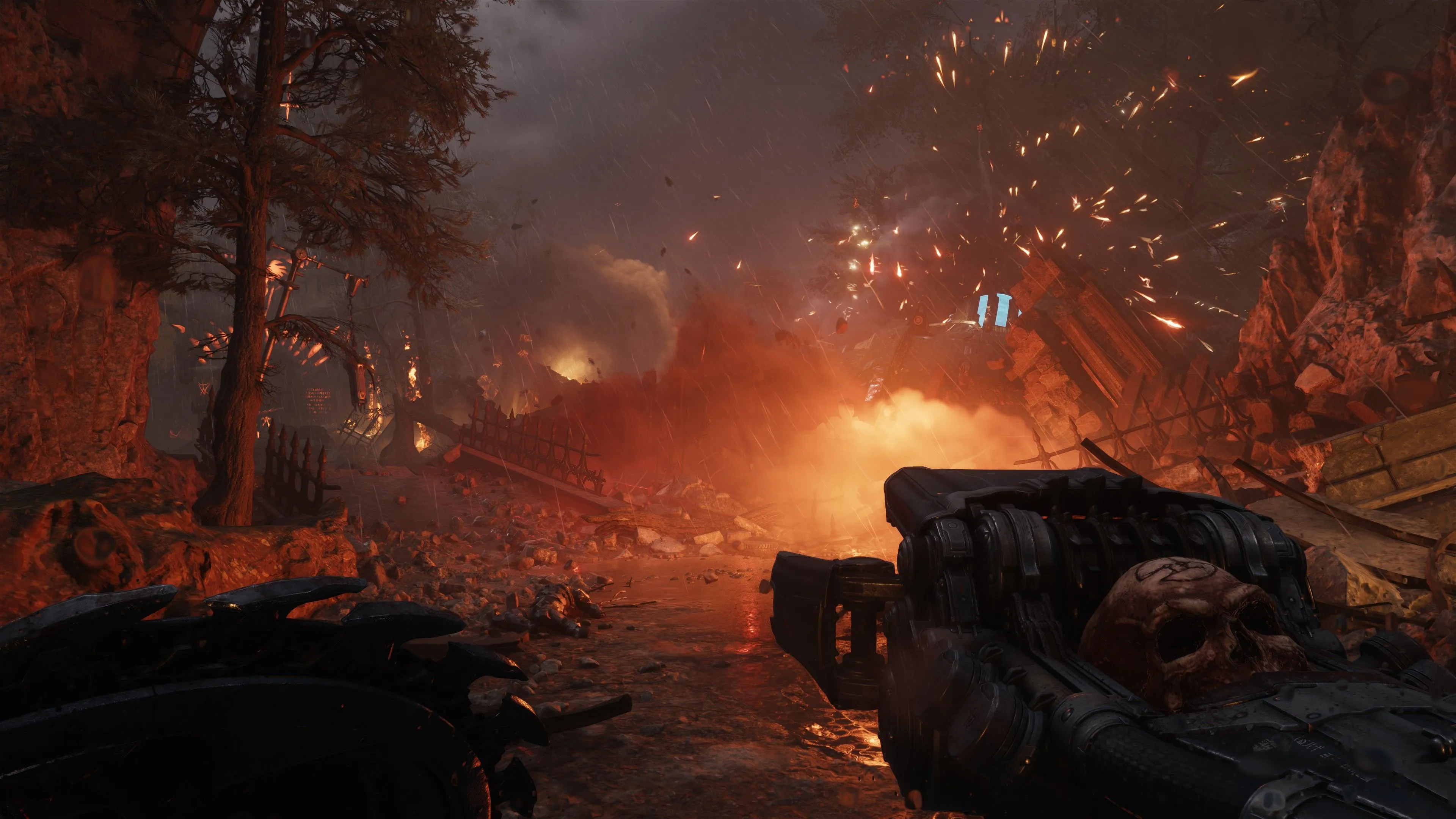Một phân cảnh gameplay của Doom: The Dark Ages, thể hiện môi trường gothic và hành động chiến đấu.