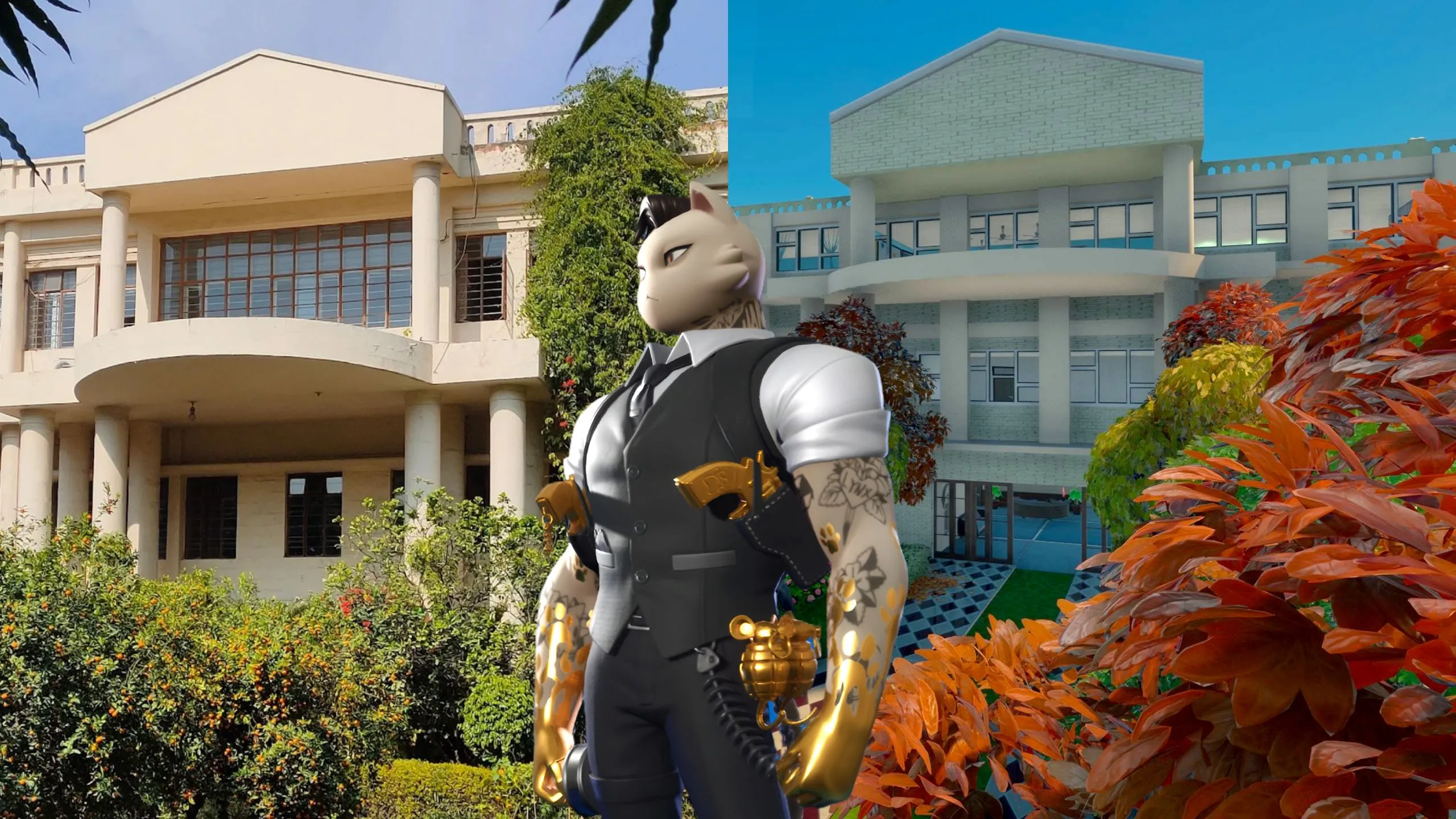 Một trường trung học được tái tạo trong Fortnite bằng Unreal Editor, minh họa cho sự sáng tạo trong game hiện đại nhưng cũng ẩn chứa sự phức tạp