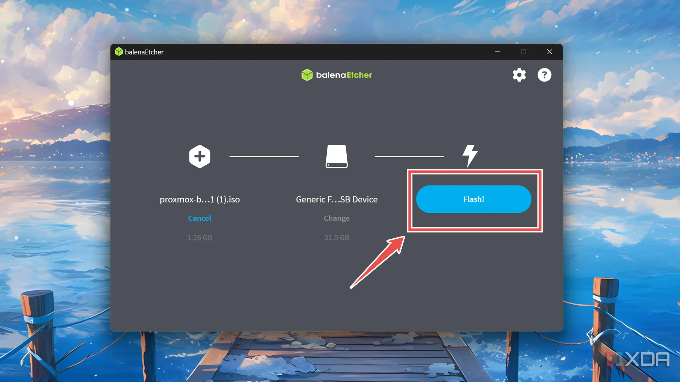 Nhấn nút Flash trong Balena Etcher để bắt đầu quá trình tạo USB cài đặt Proxmox Backup Server.