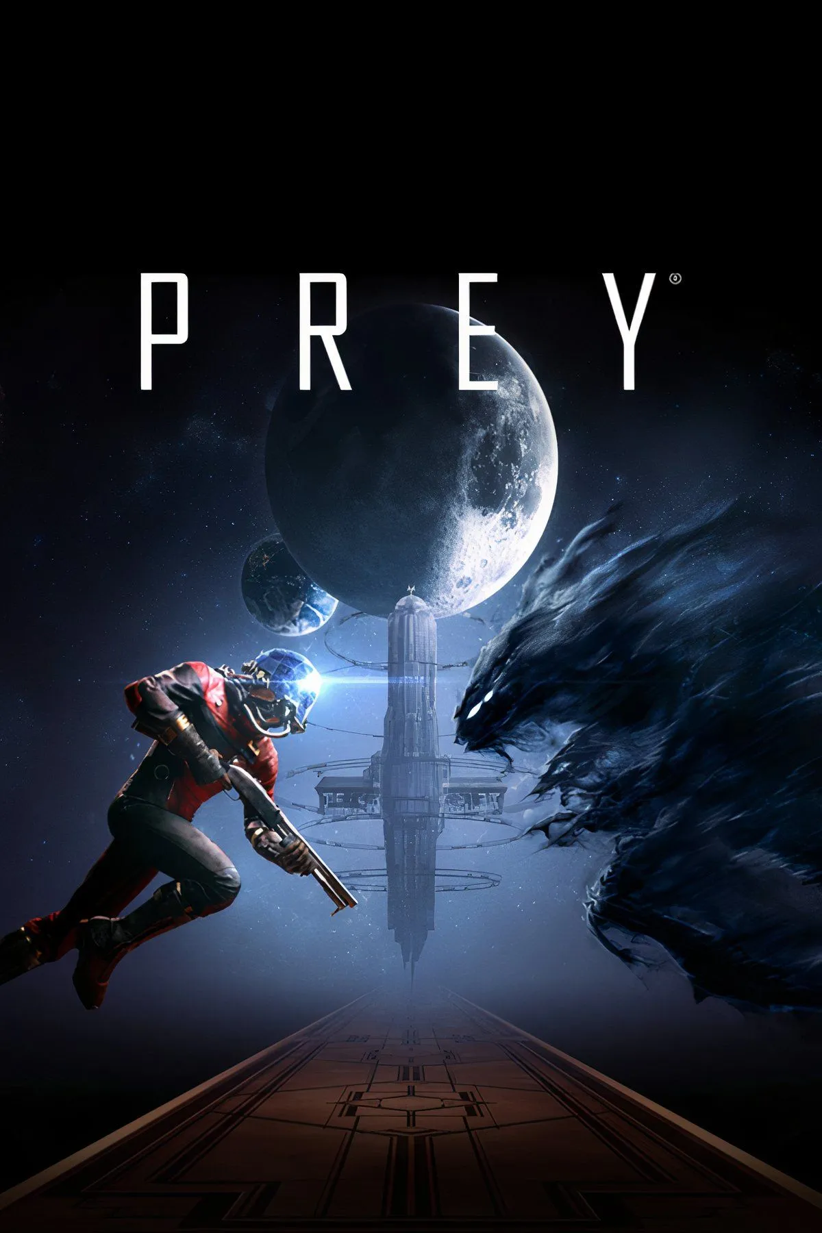 Nhân vật chính đối mặt với Mimic trong Prey, một game FPS kinh dị khoa học viễn tưởng với không khí căng thẳng.