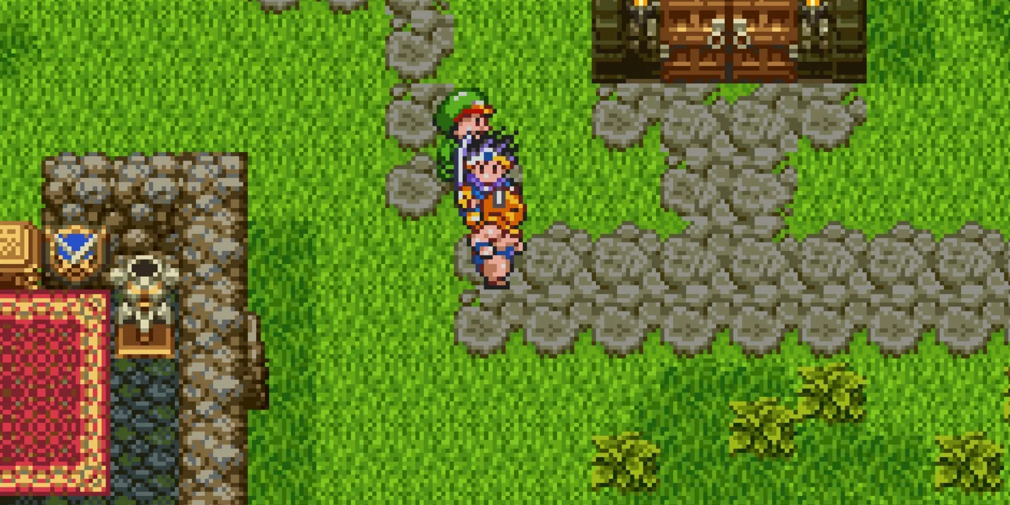 Nhân vật khám phá một thị trấn trong game Dragon Quest III trên NES
