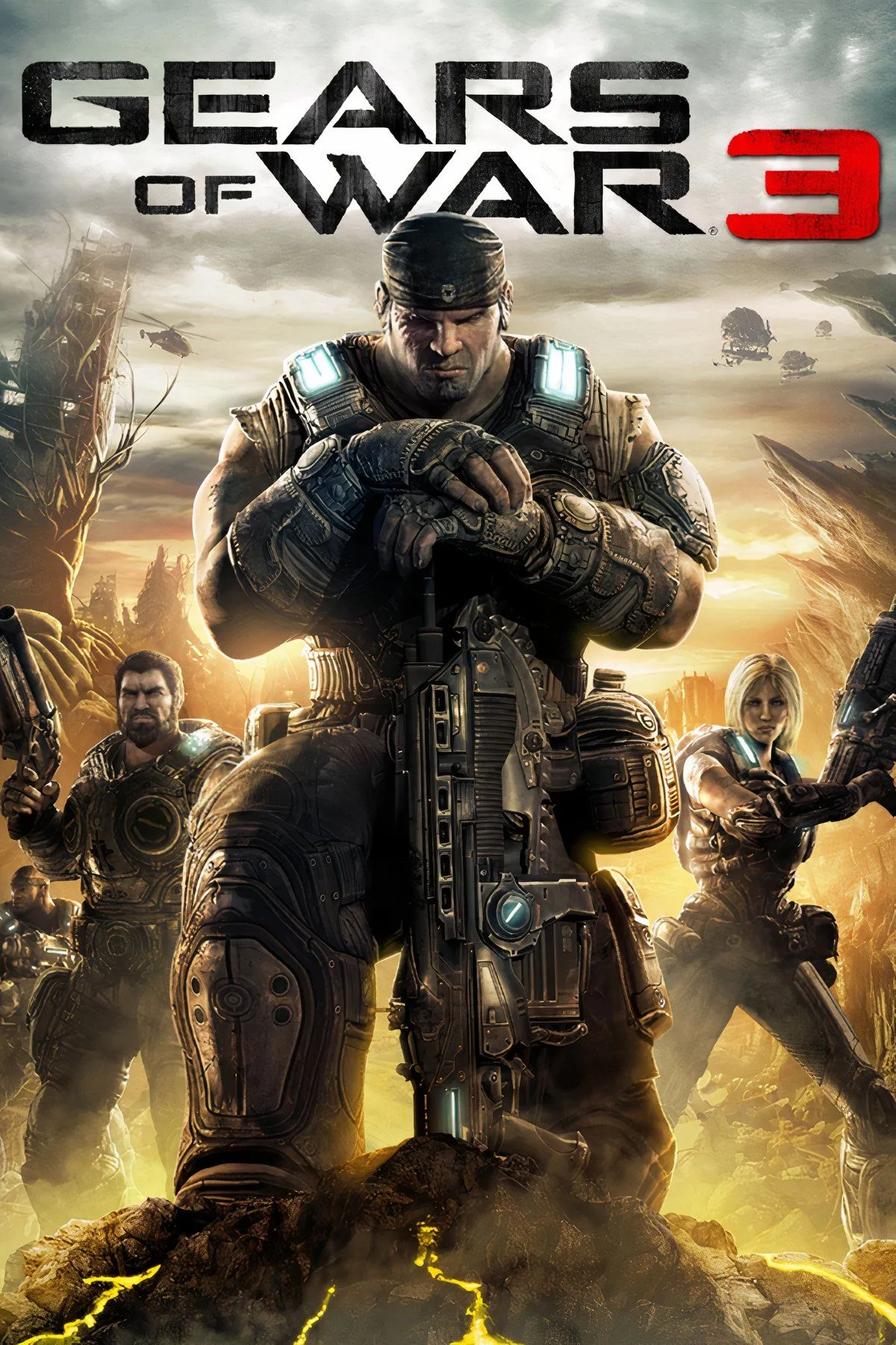 Nhân vật Marcus Fenix trong Gears of War 3 chiến đấu chống lại Locust