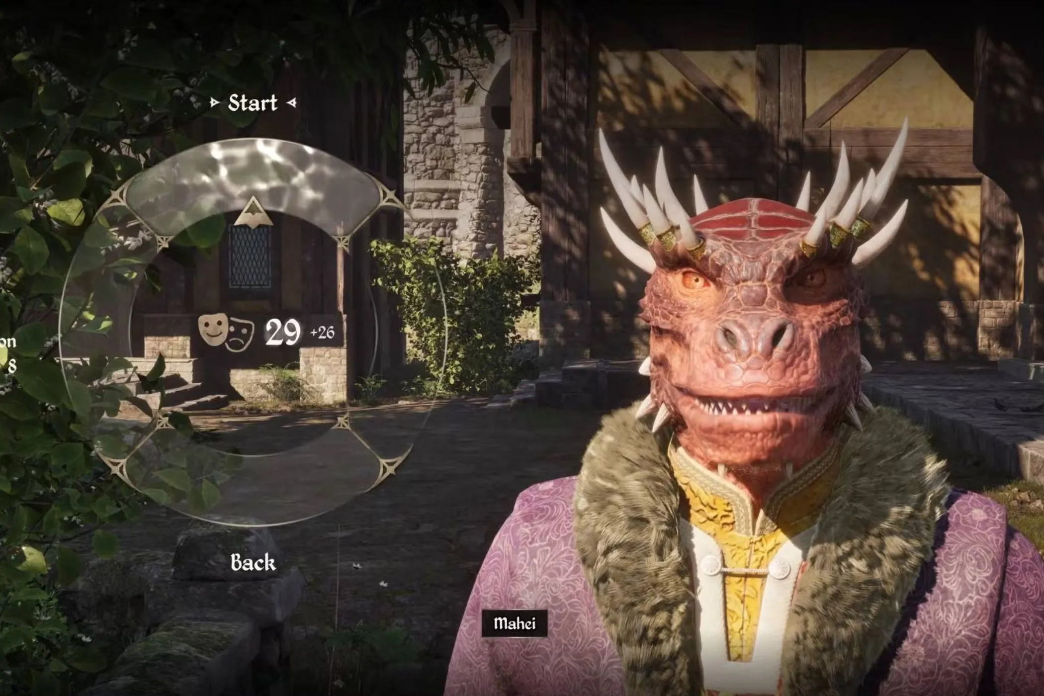 Nhân vật người chơi và NPC Argonian trong hệ thống đối thoại của Oblivion Remastered