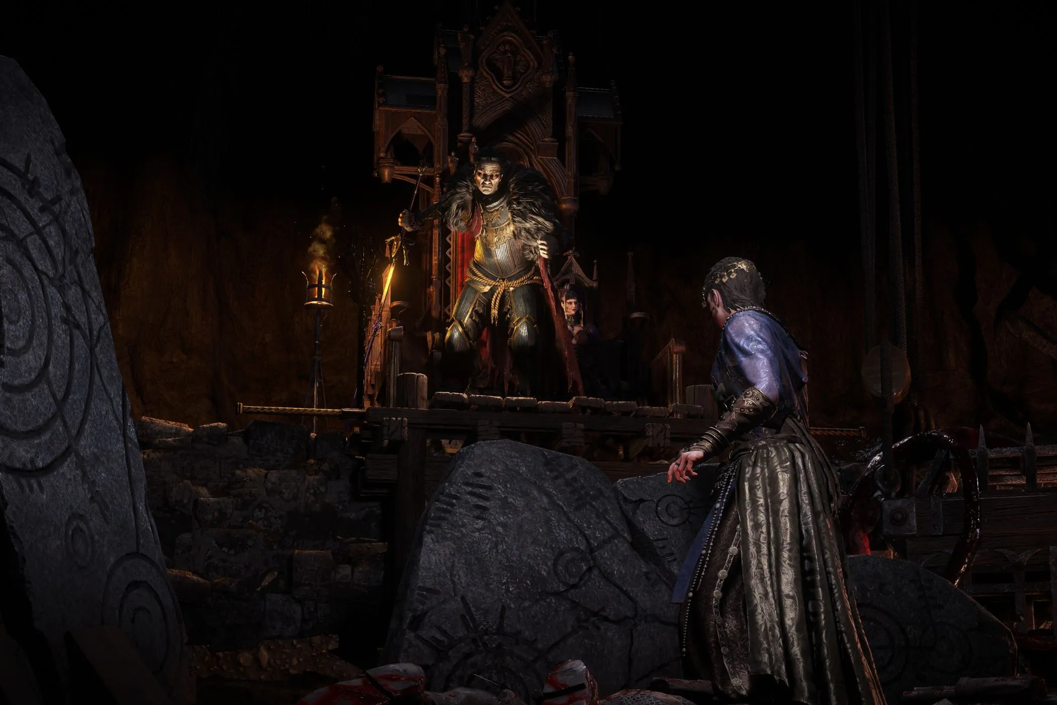 Nhân vật Phù thủy đối mặt với Baron trong Path of Exile 2 màn đầu tiên