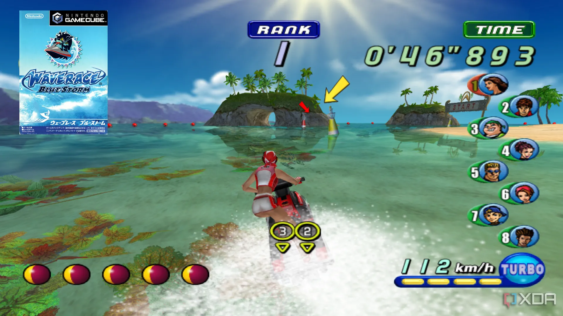 Nữ vận động viên đua mô tô nước trong Wave Race: Blue Storm