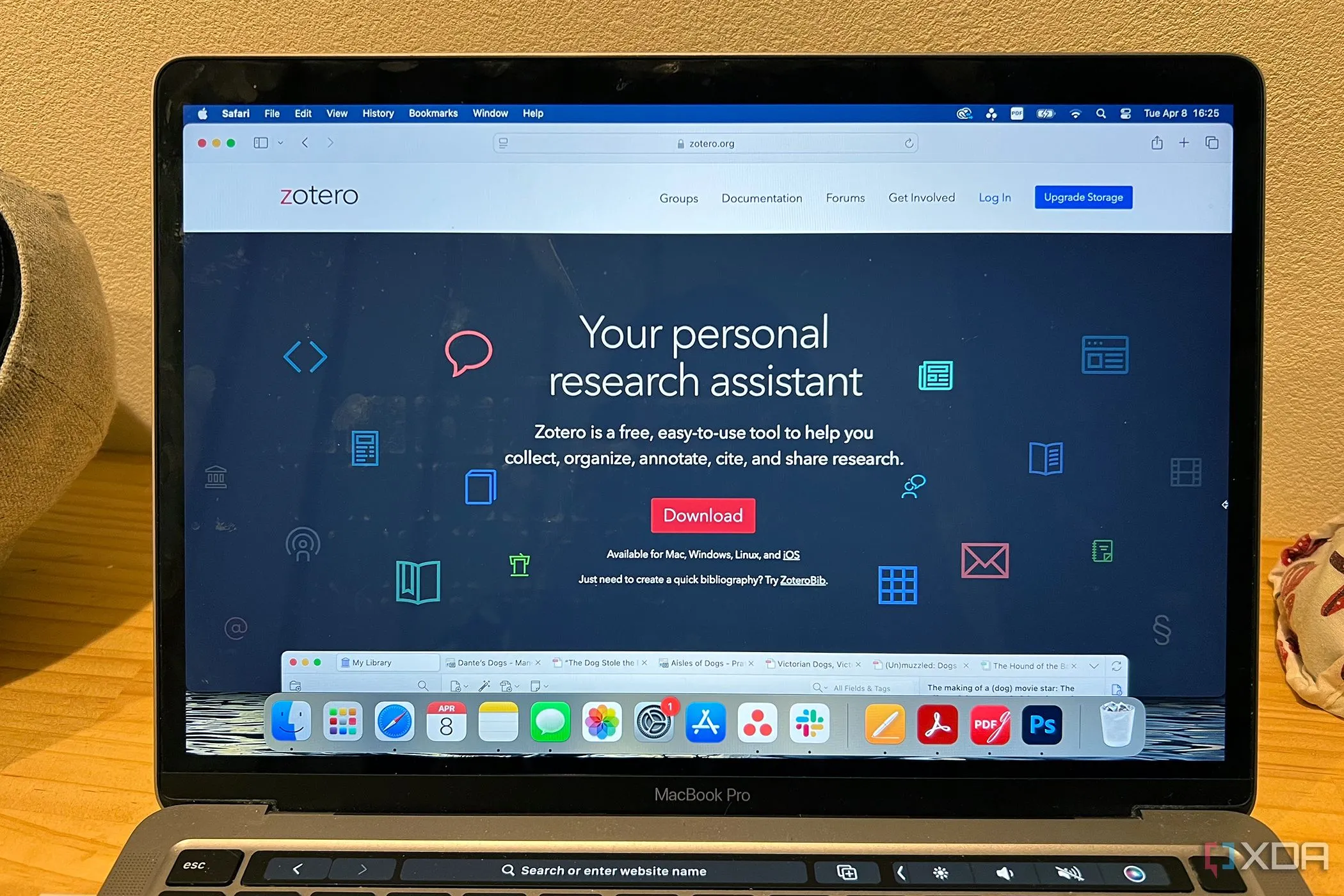 Phần mềm quản lý tài liệu Zotero trên MacBook, minh họa sự thiếu tương thích của PDFgear