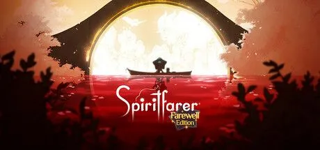 Poster game Spiritfarer với nhân vật Stella và mèo Daffodil trên con thuyền