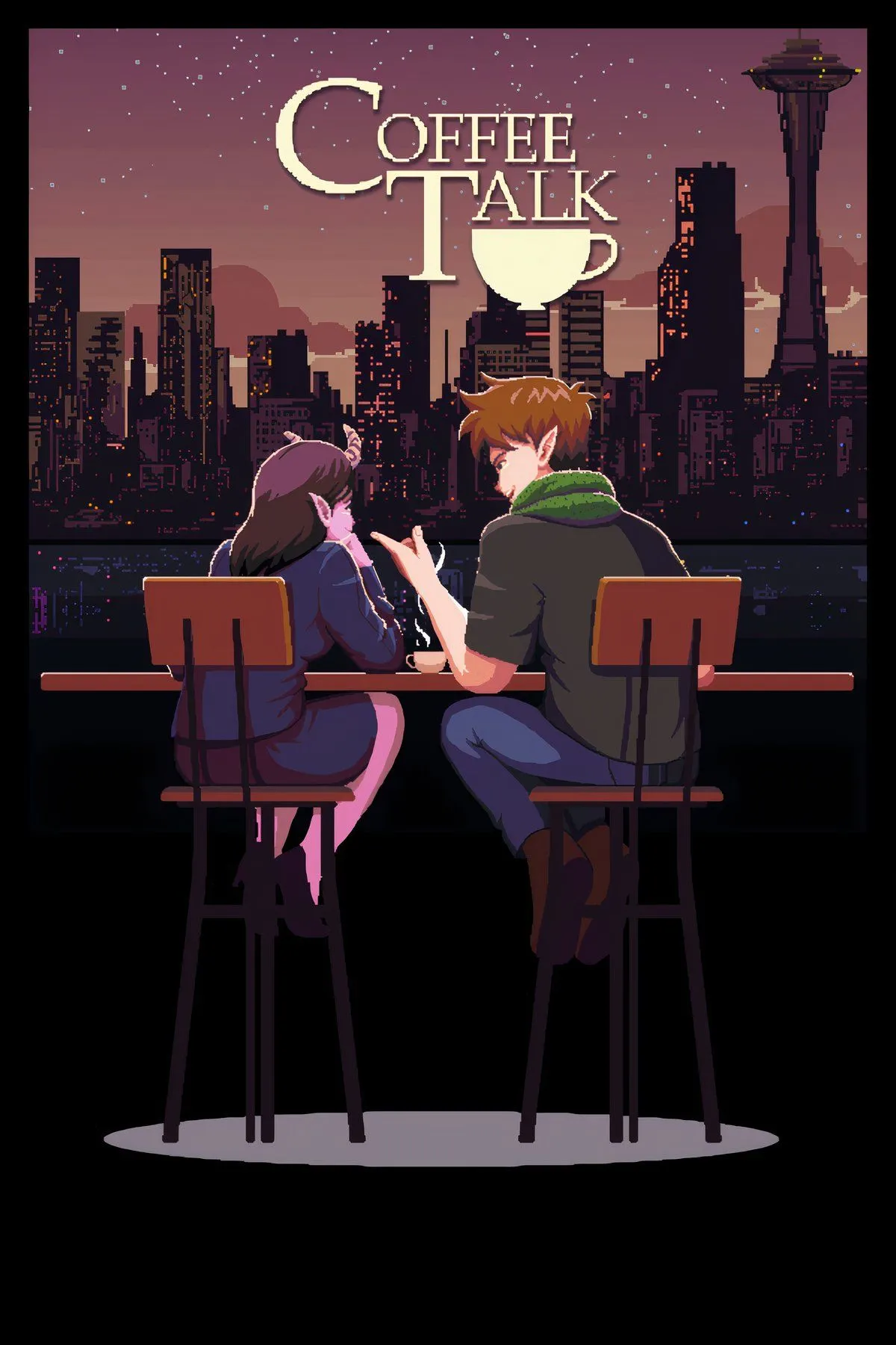 Quầy bar ấm cúng với nhân vật chính pha cà phê trong game Coffee Talk