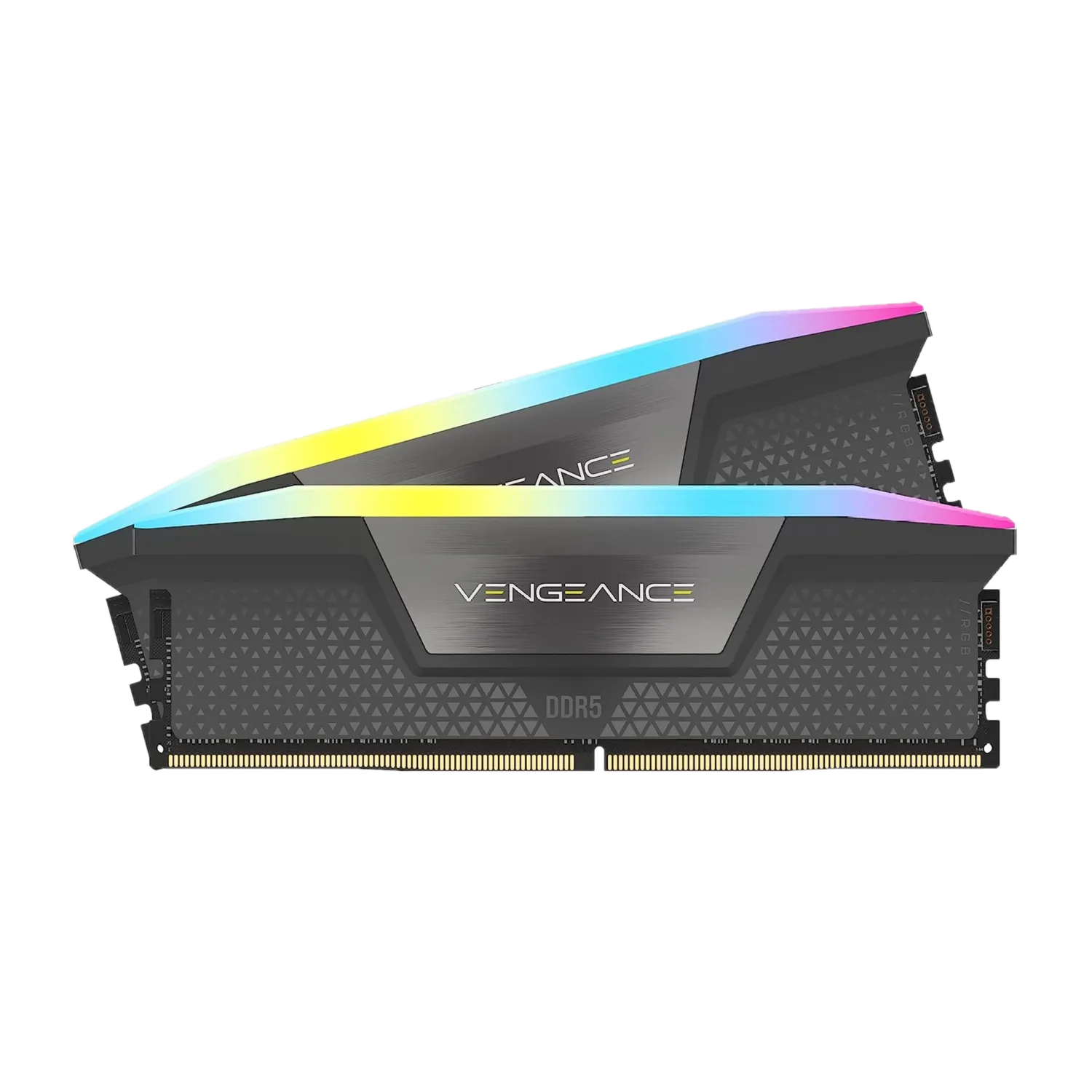 RAM Corsair Vengeance RGB DDR5 màu xám với dải đèn LED RGB