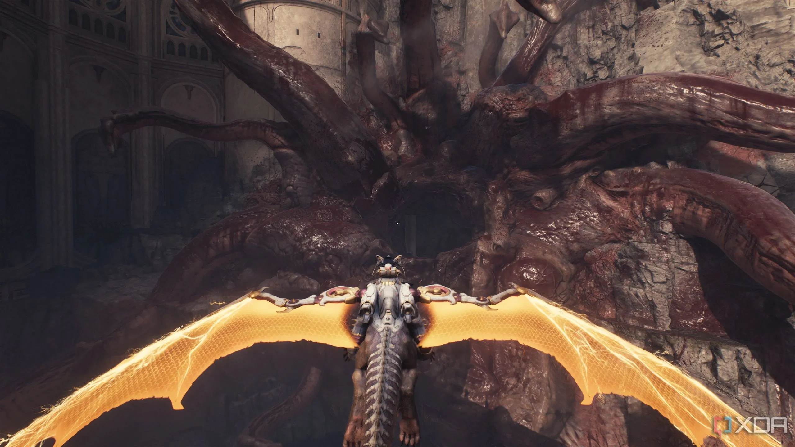 Rồng Serrat bay xuyên qua quỷ Leviathan khổng lồ