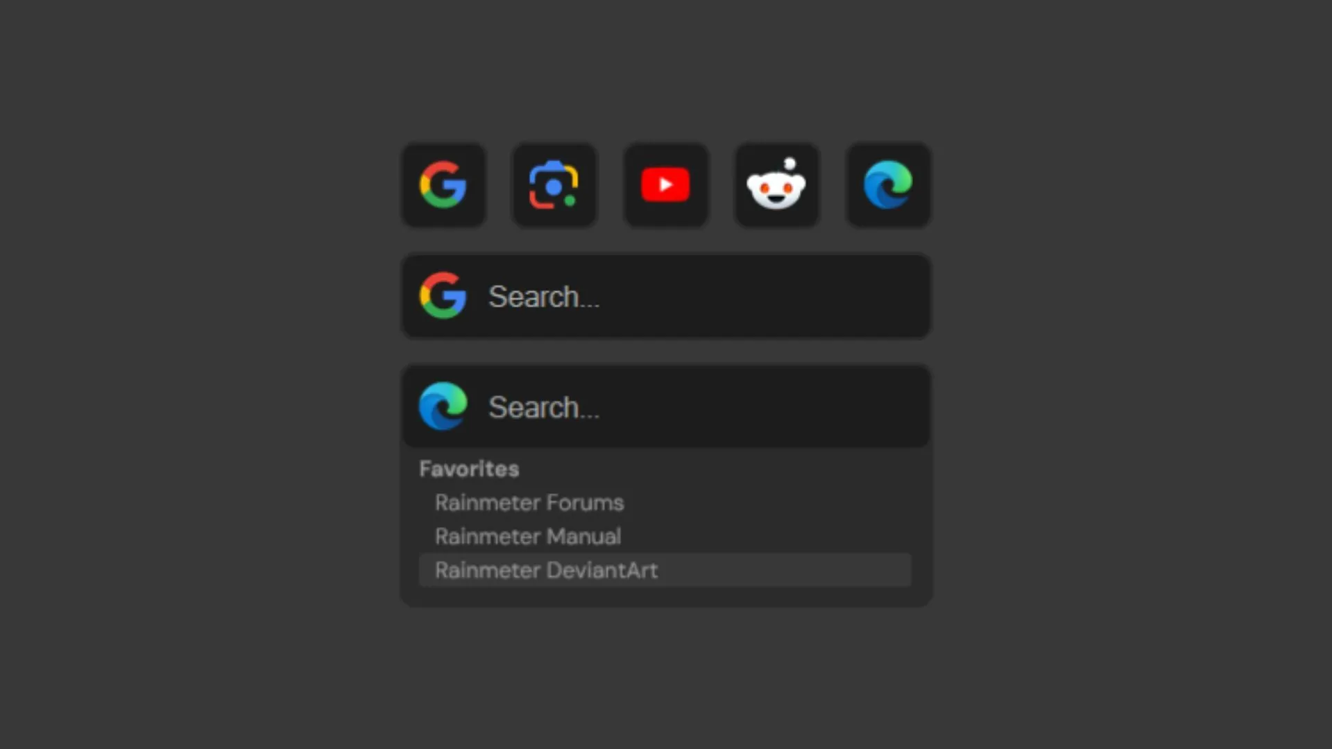 Screenshot thanh tìm kiếm đa năng tùy chỉnh của Rainmeter