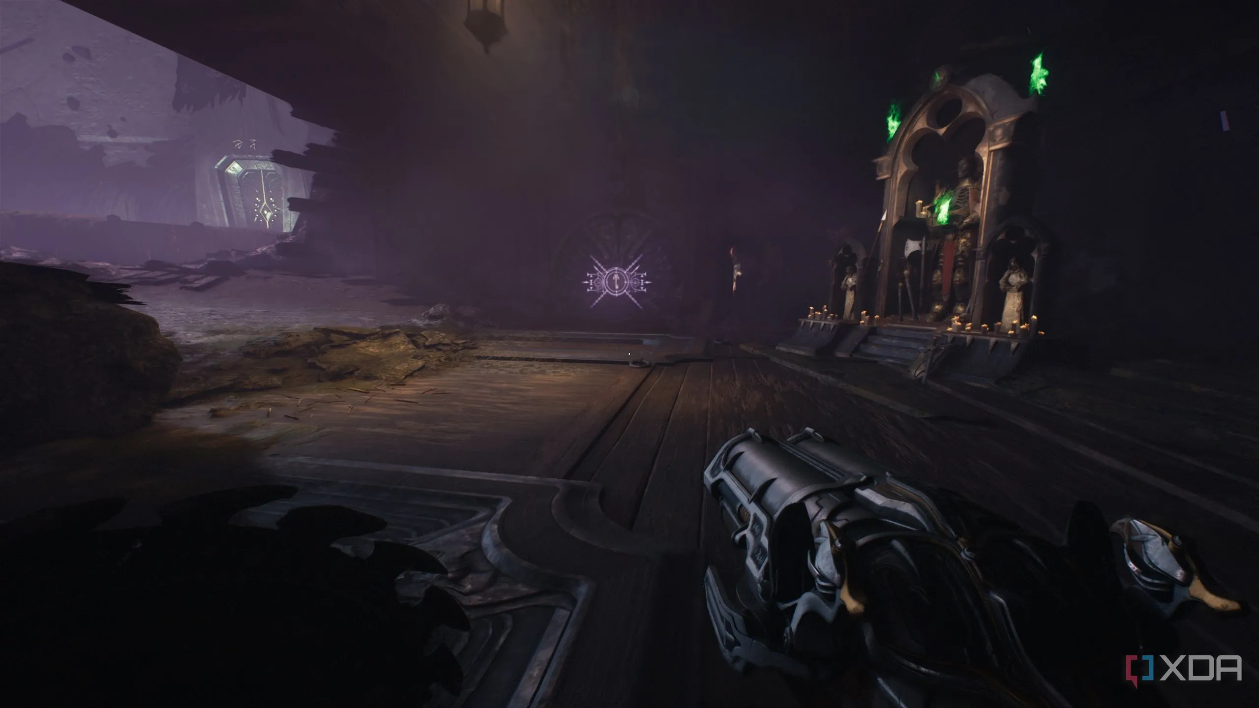 Sentinel Shrine và cánh cổng khóa màu tím trong Chương 17 Doom The Dark Ages
