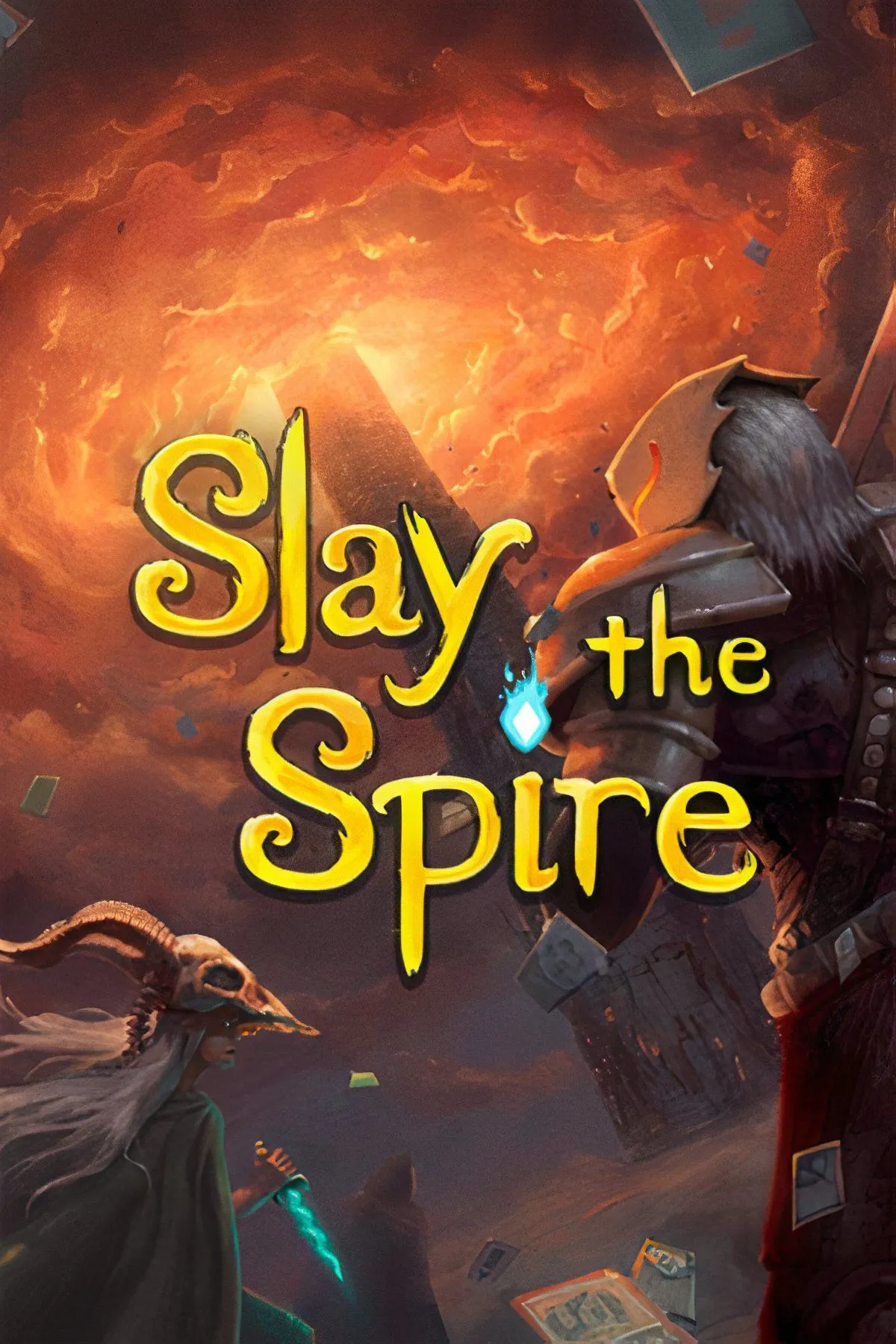 Slay the Spire hiển thị giao diện trận đấu với các lá bài được chọn và quái vật, thể hiện yếu tố chiến thuật theo lượt trên PC cấu hình thấp.