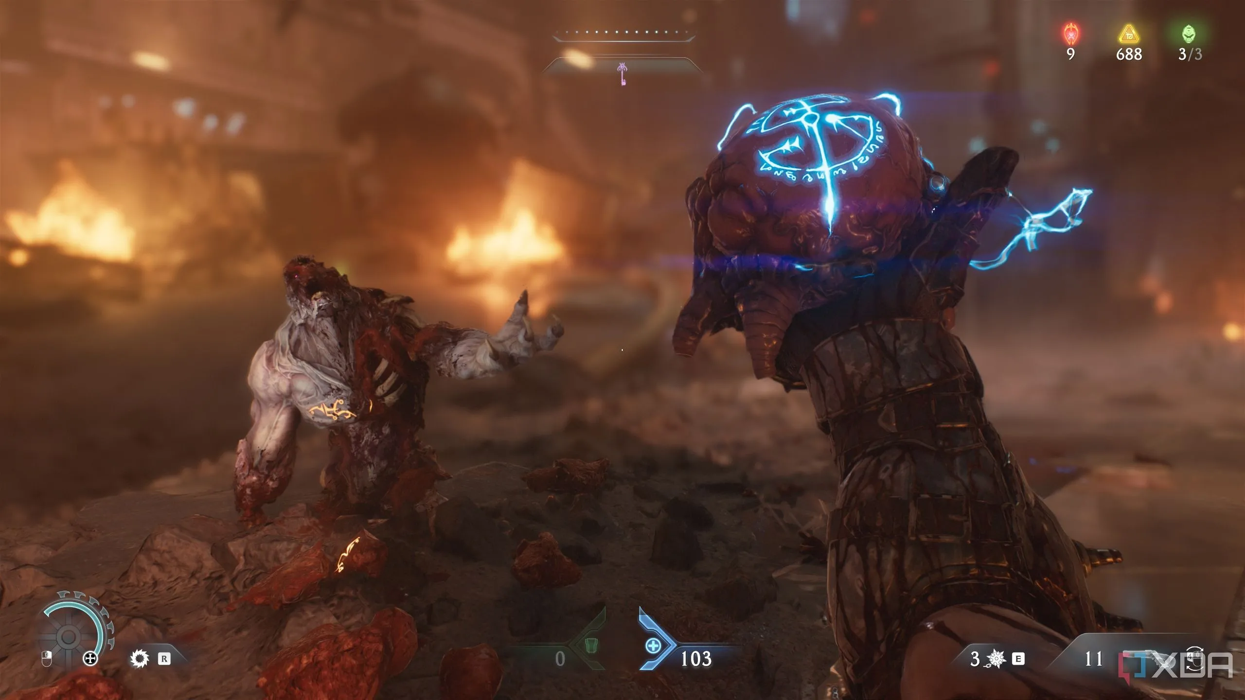 Slayer cầm tinh túy quỷ để tăng máu tối đa trong Doom The Dark Ages Chapter 7