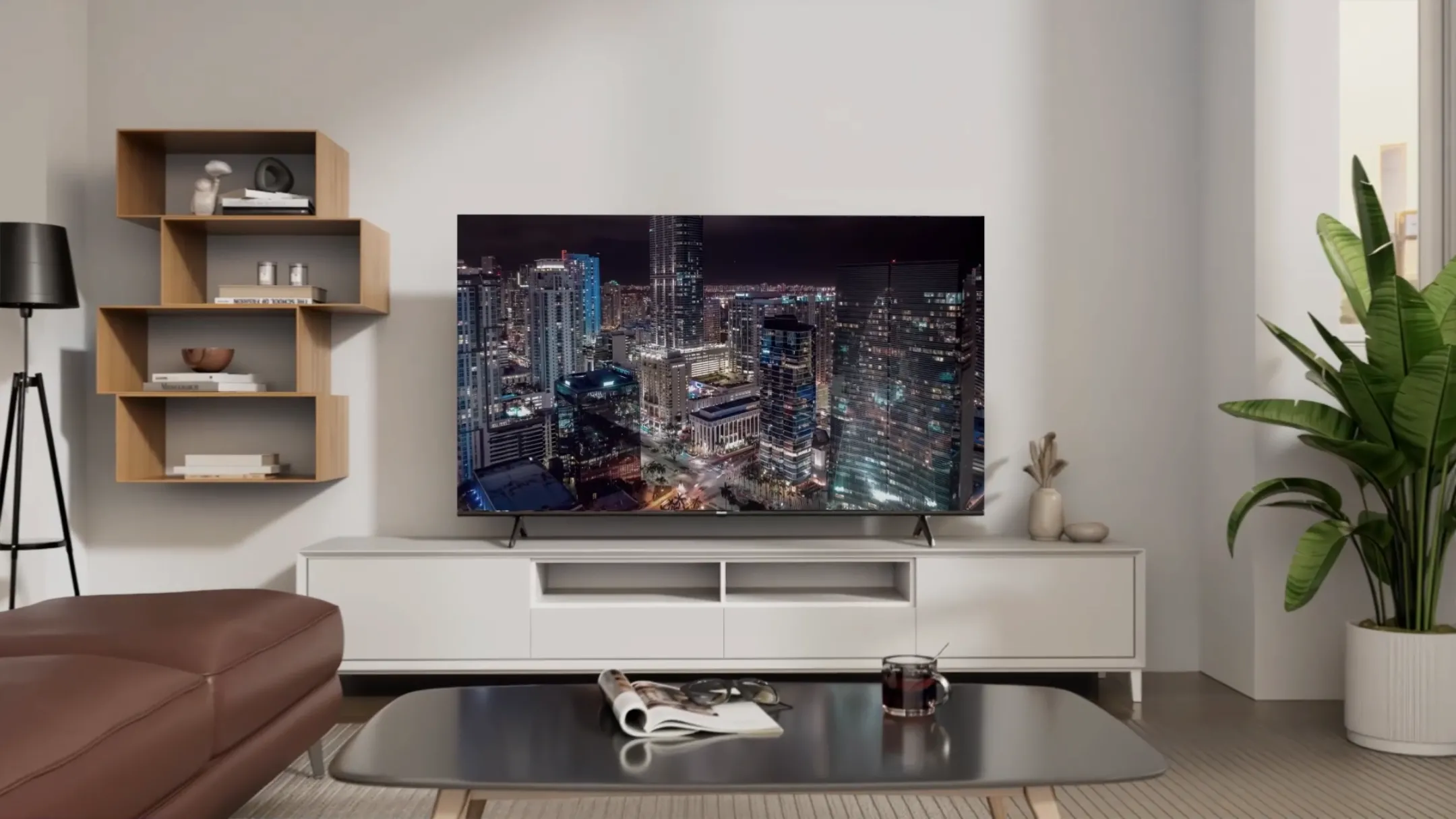 Smart TV Hisense QD7 75 inch hiển thị nội dung sắc nét trong không gian phòng khách hiện đại