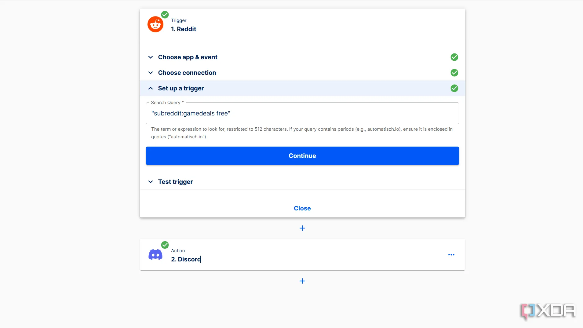 Sơ đồ luồng tự động hóa Reddit được thiết lập trong Automatisch, thể hiện cách cấu hình Flow