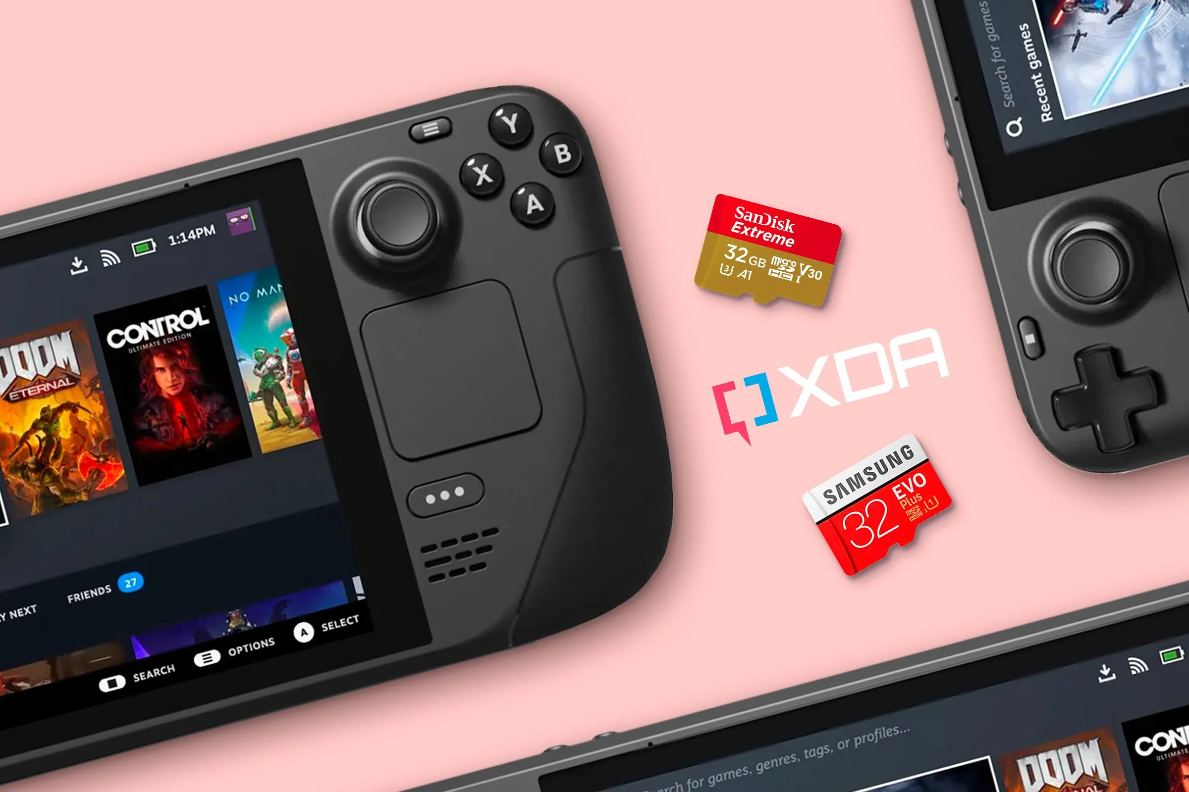 Steam Deck và thẻ nhớ microSD chứa game Command & Conquer