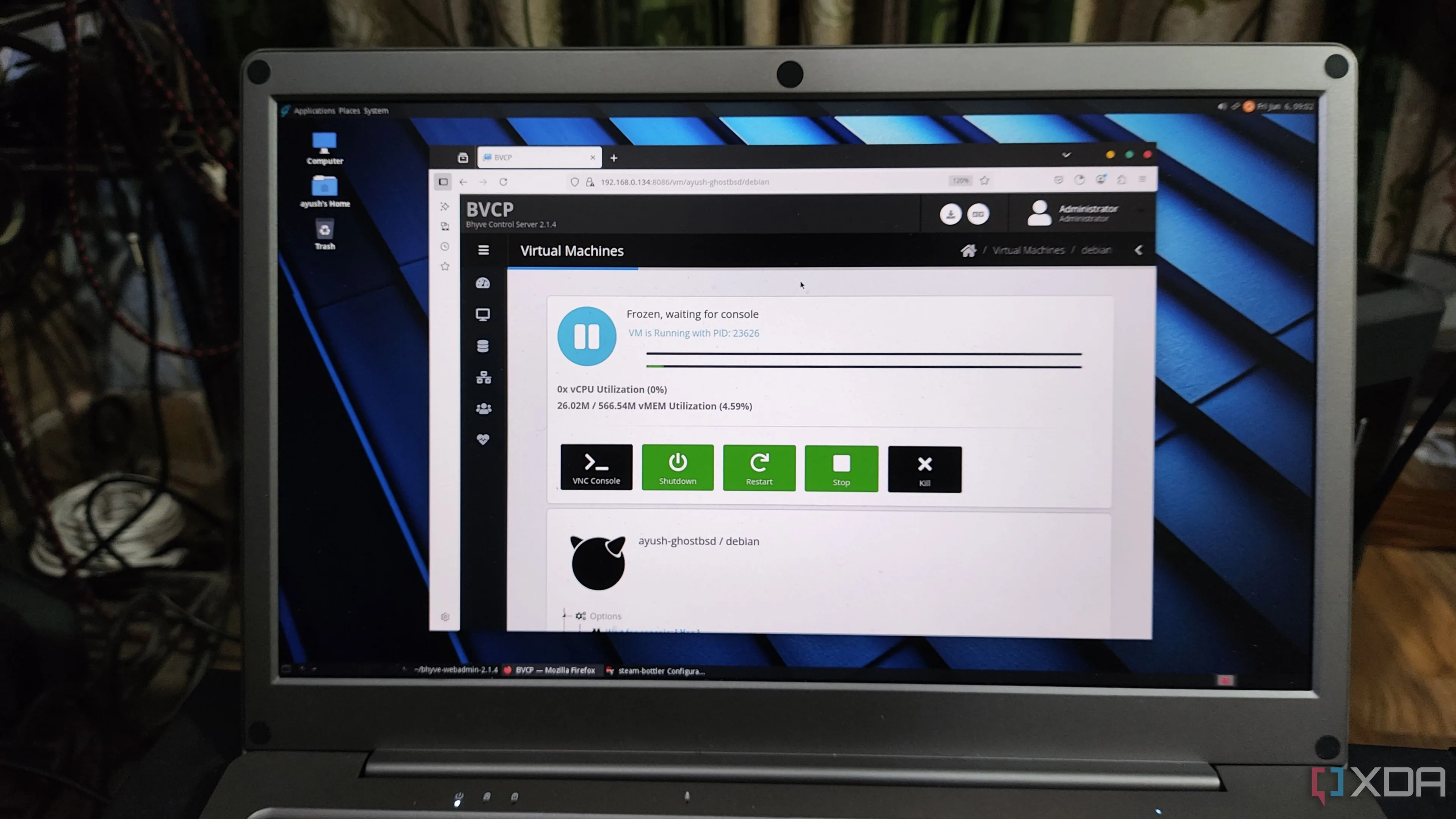 Sử dụng Bhyve web admin trên GhostBSD để quản lý máy ảo