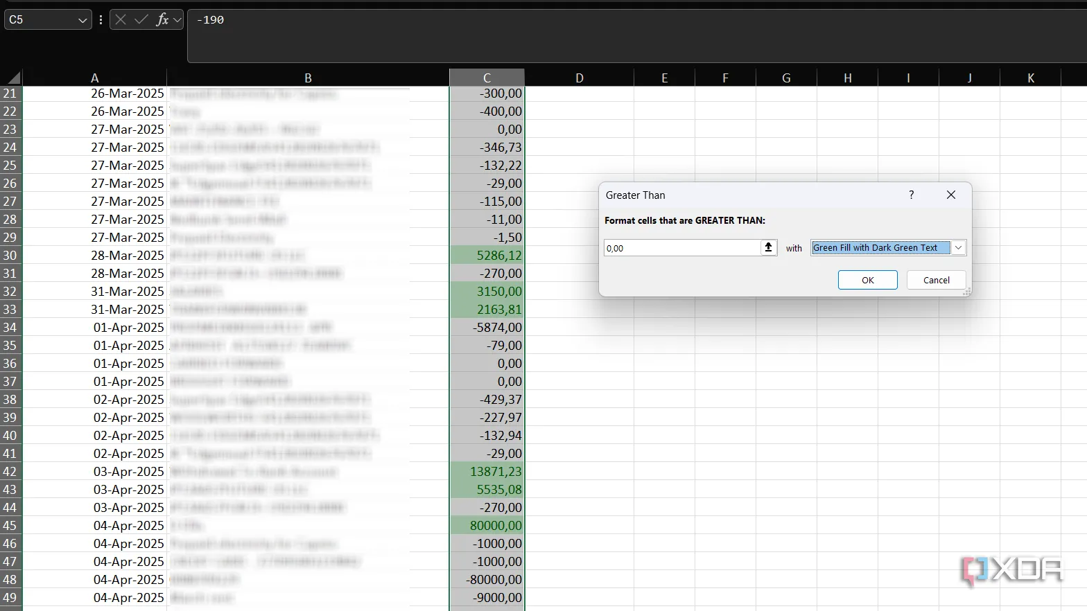 Sử dụng định dạng có điều kiện Greater Than để làm nổi bật dữ liệu trong Excel