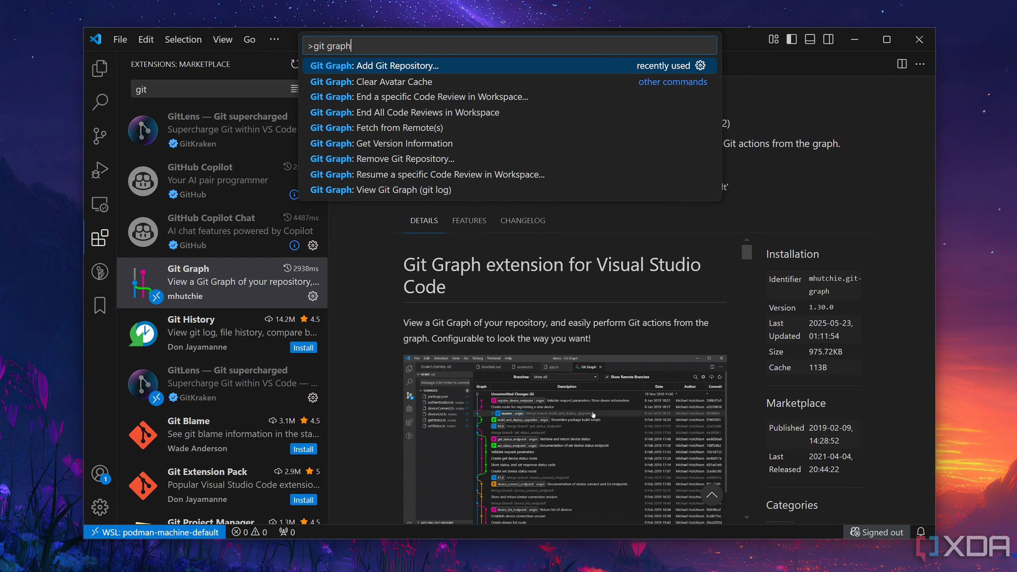 Sử dụng tiện ích mở rộng Git Graph trong VS Code