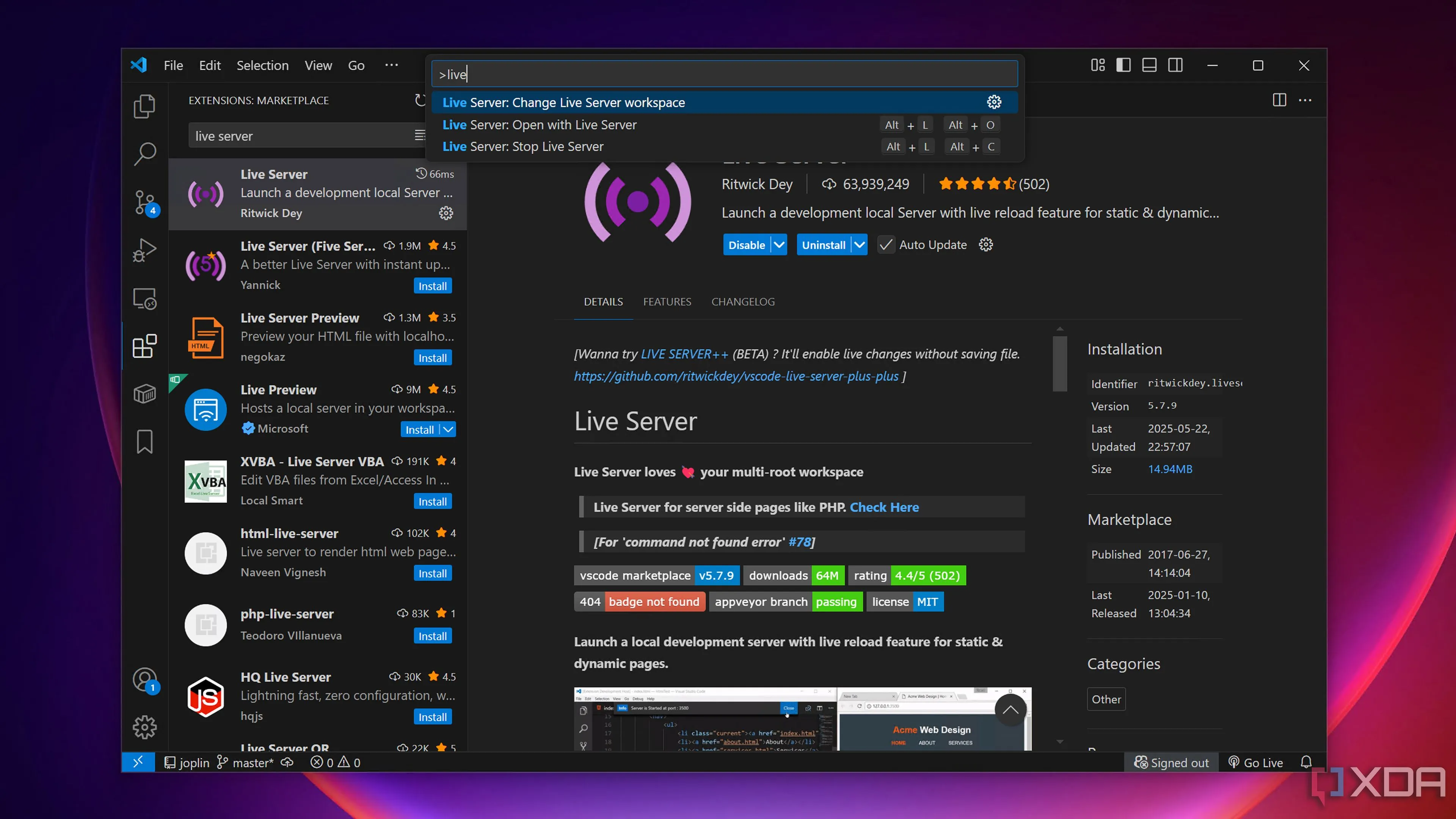 Sử dụng tiện ích mở rộng Live Server trong VS Code