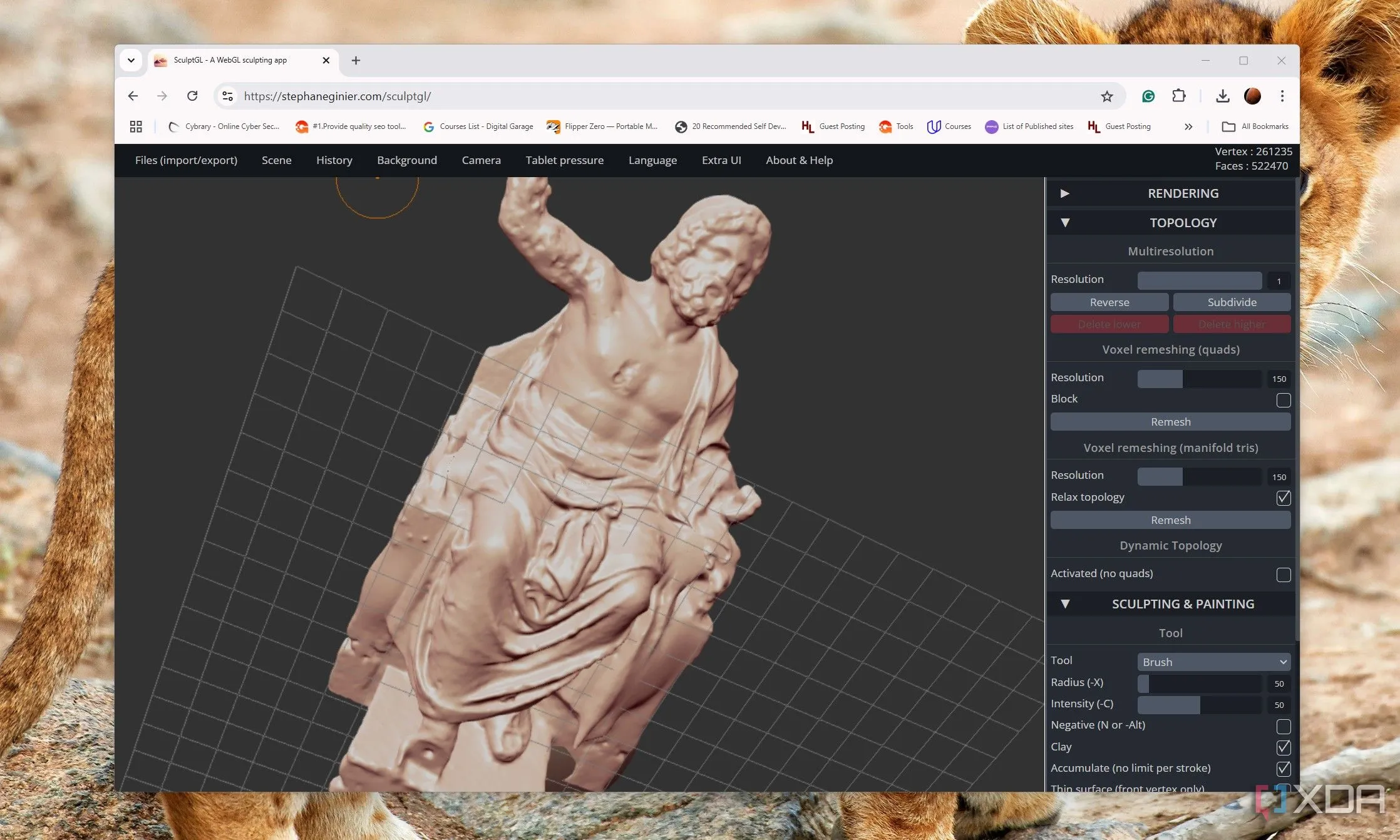 Tạo hình một mô hình 3D trong giao diện SculptGL trực tuyến