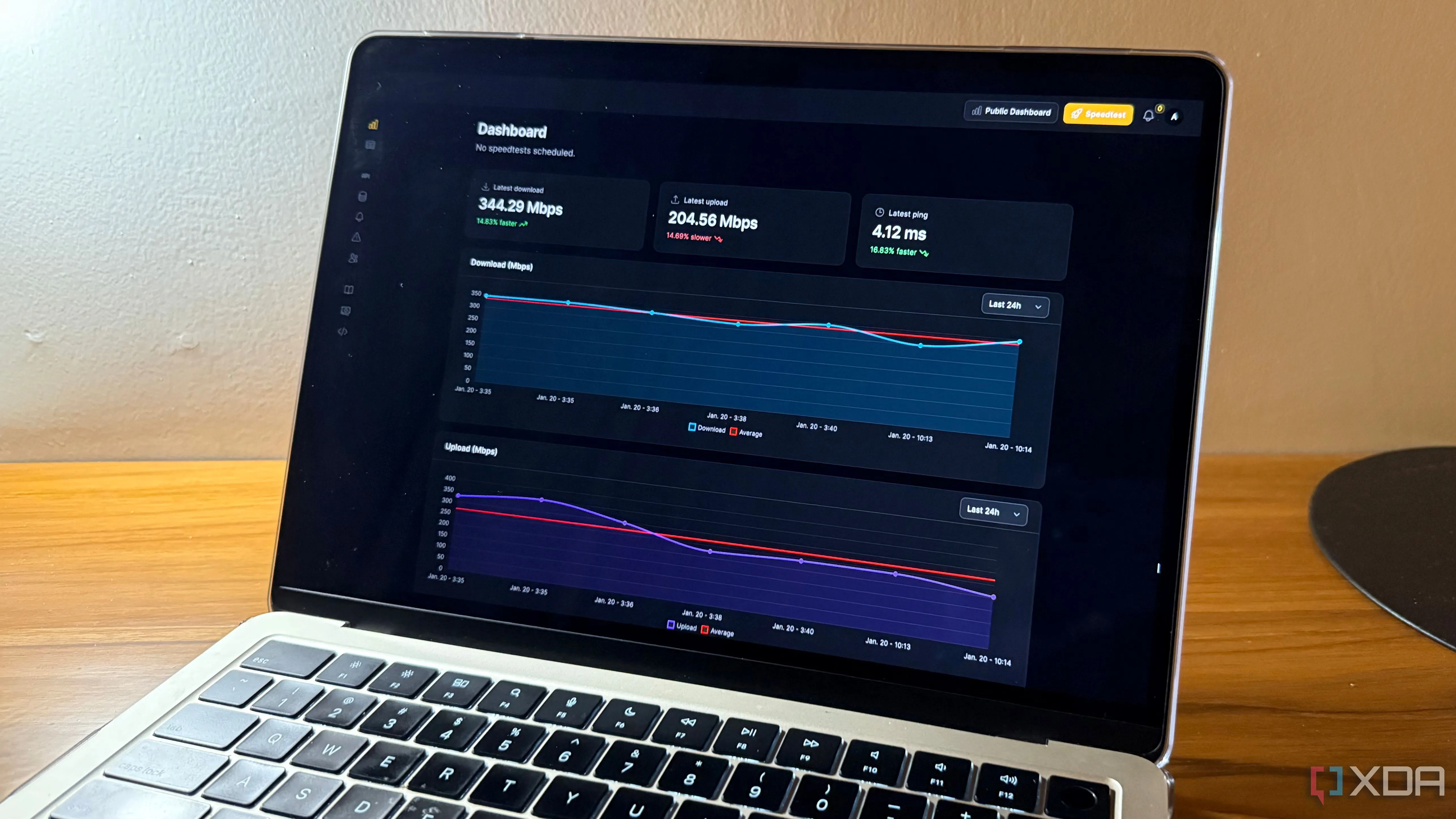 Theo dõi tốc độ và độ trễ mạng bằng Speedtest Tracker trên MacBook