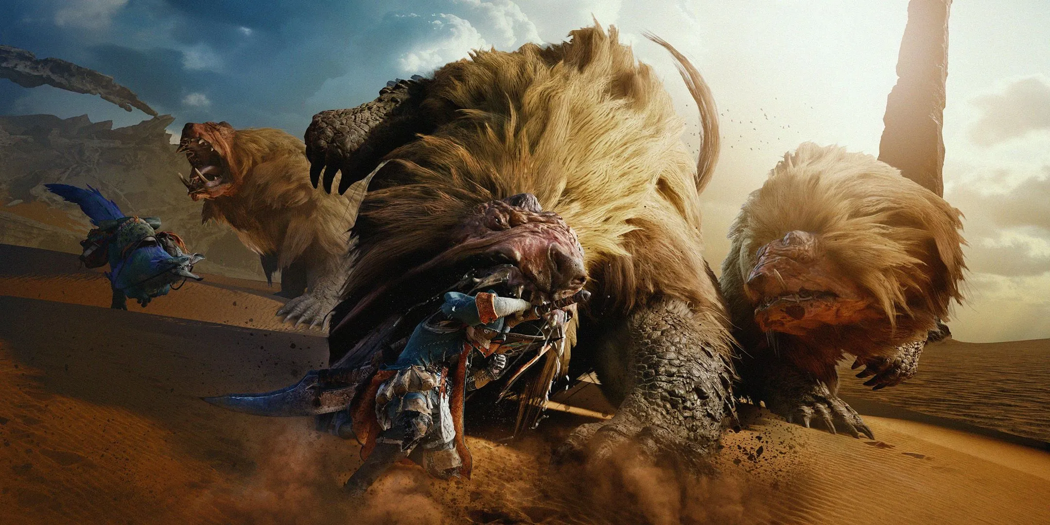 Thợ săn chiến đấu với quái vật trong game Monster Hunter Wilds
