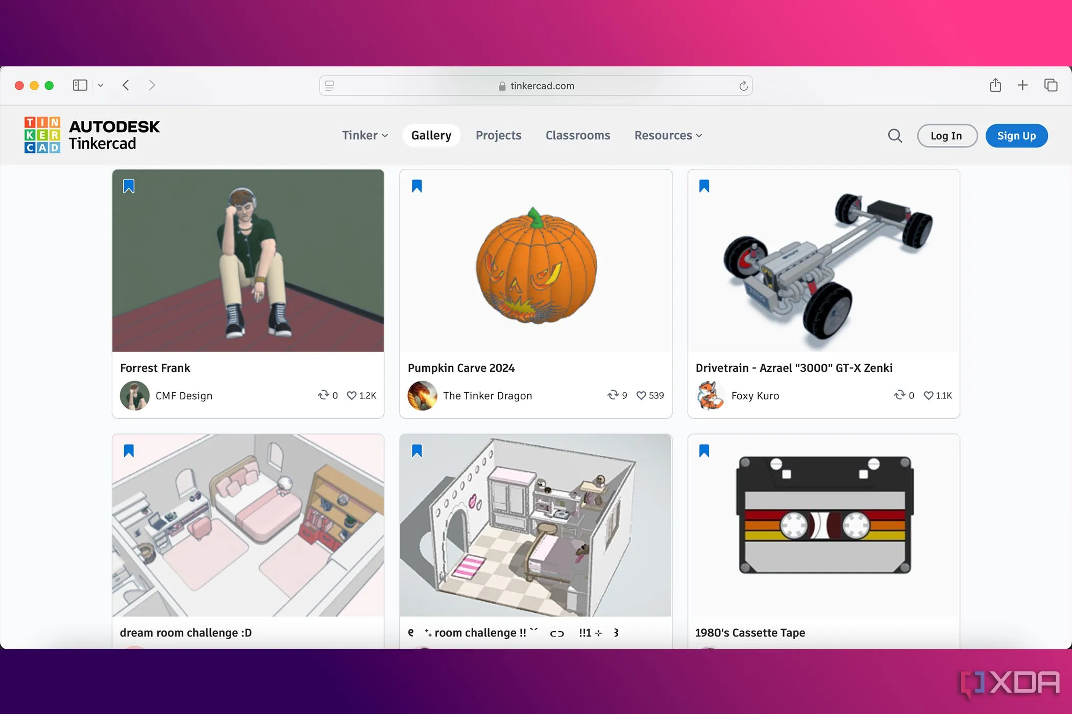 Thư viện dự án và giao diện thiết kế đơn giản của Autodesk Tinkercad